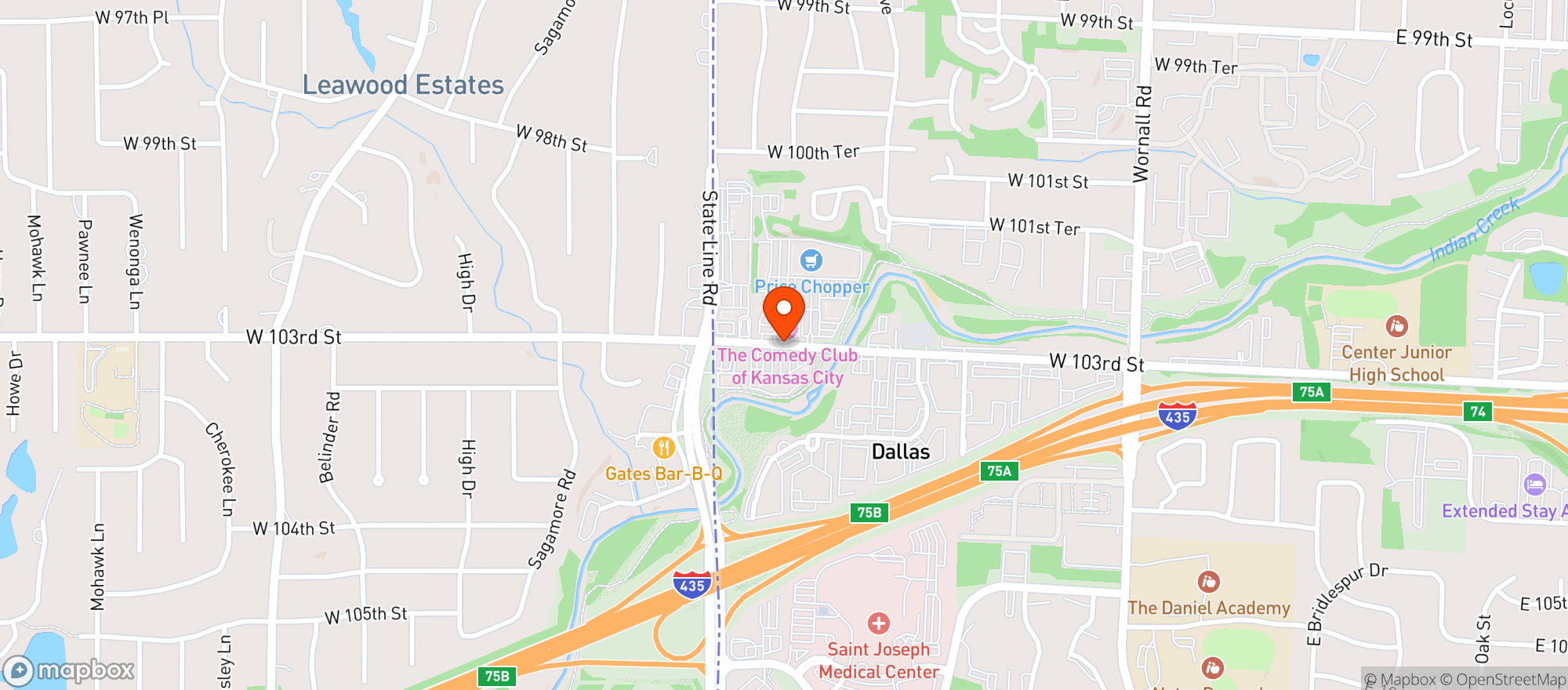 Map showing Southside Bar & Grille