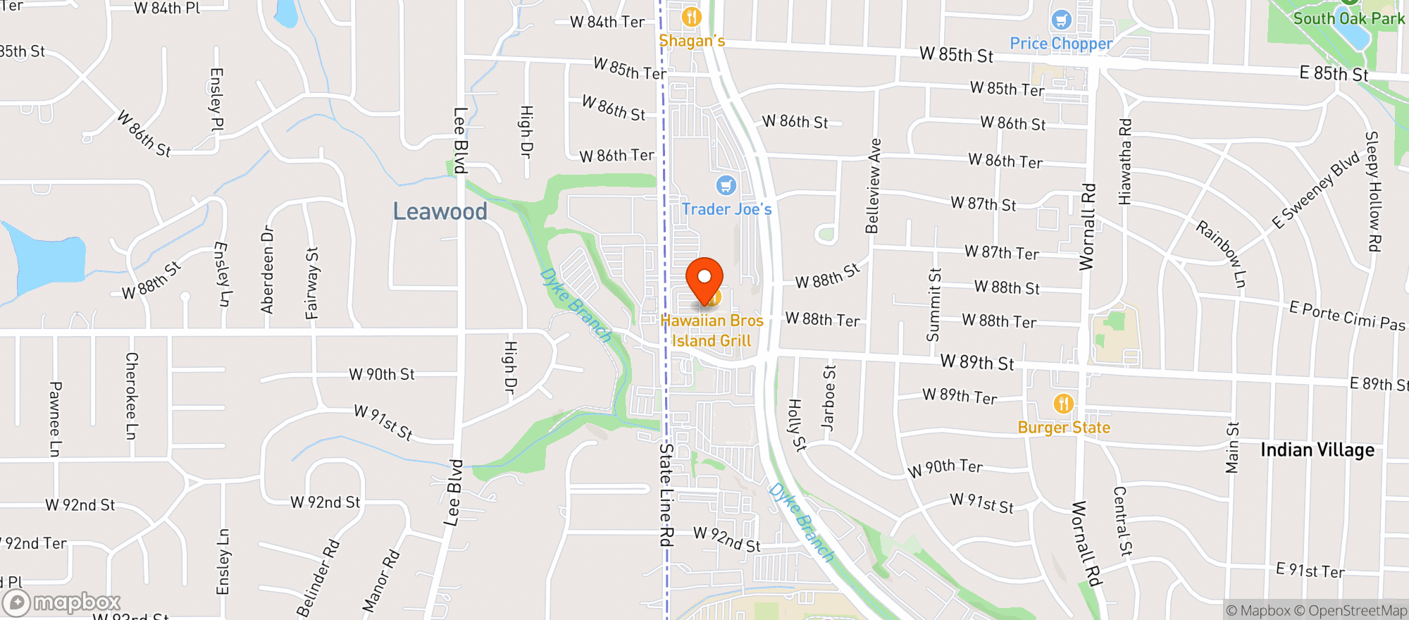 Map showing Charlestons Restaurant