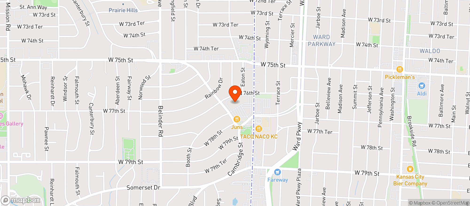 Map showing Hy-vee