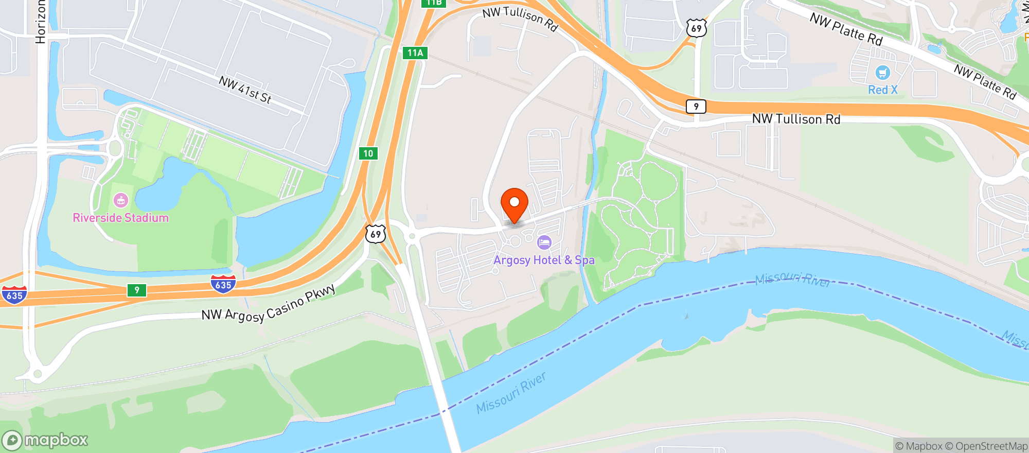 Map showing Argosy Casino