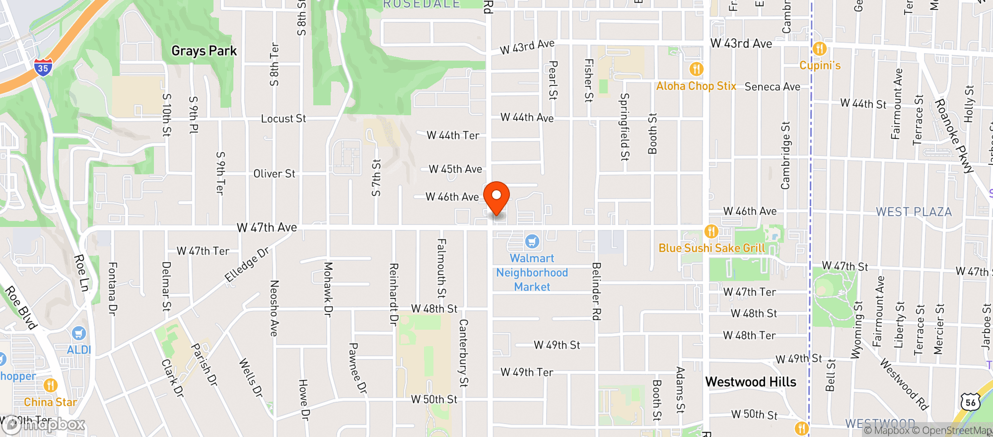 Map showing Joe's Kansas City Bar-b-que