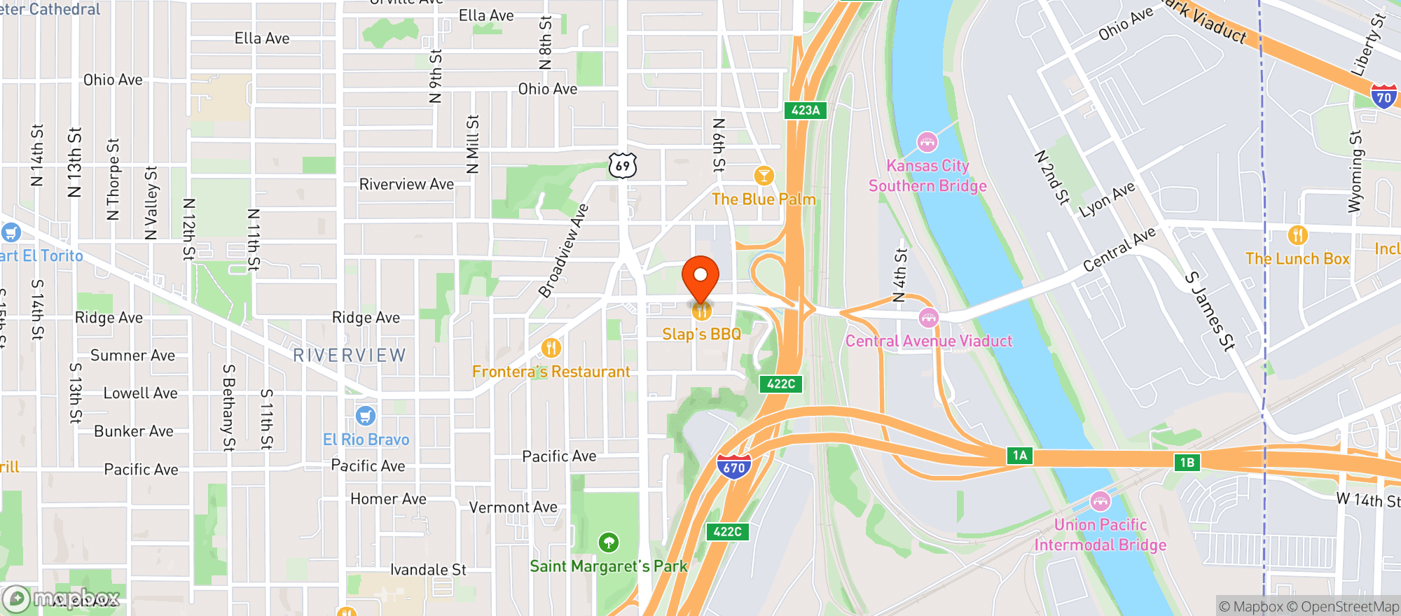Map showing Slap's Bbq