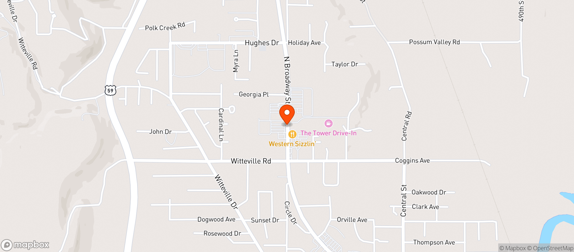 Map showing Harps Food Store