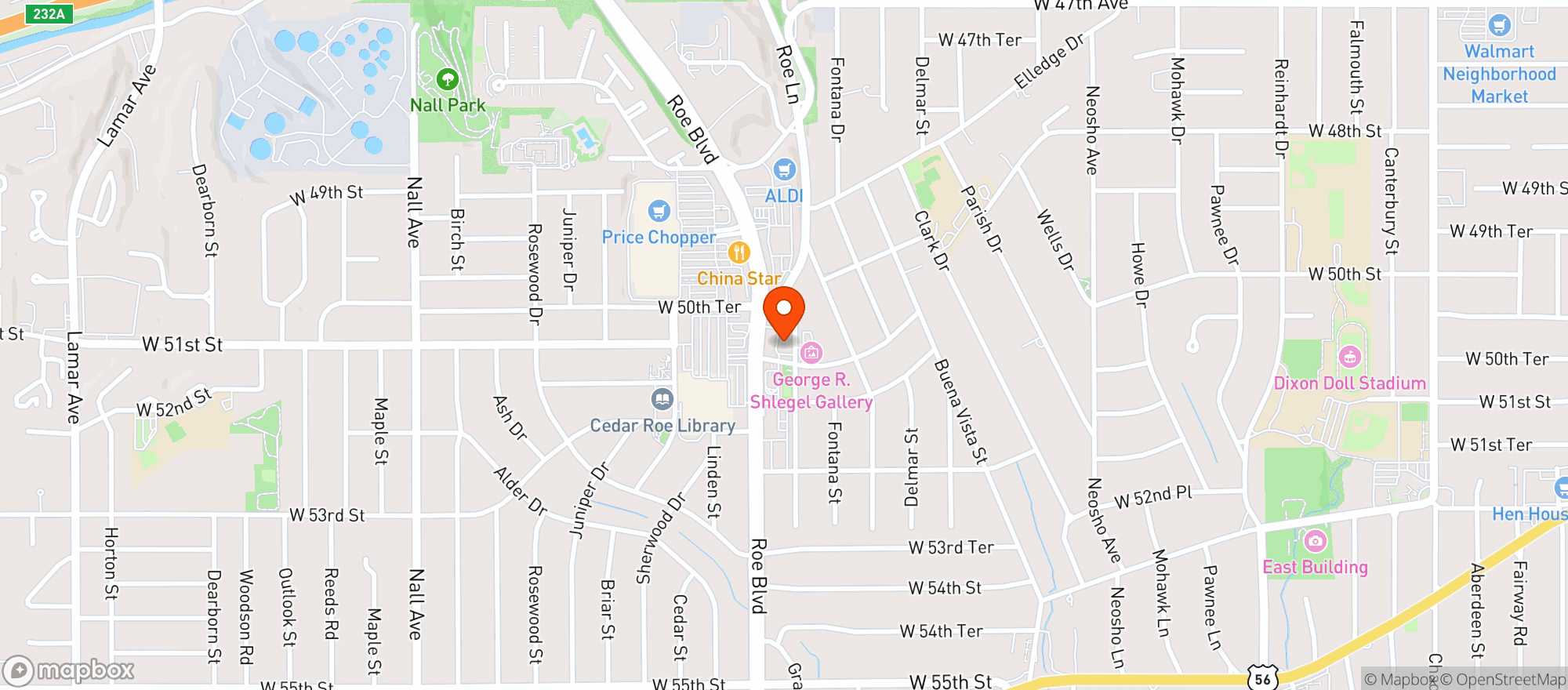 Map showing Quiktrip #174