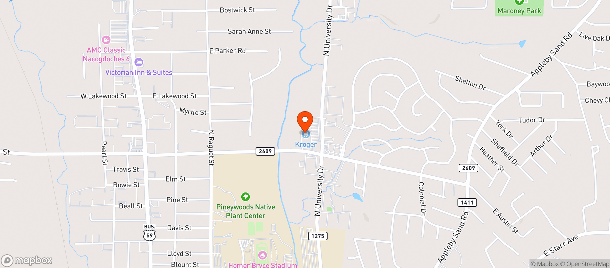 Map showing Kroger
