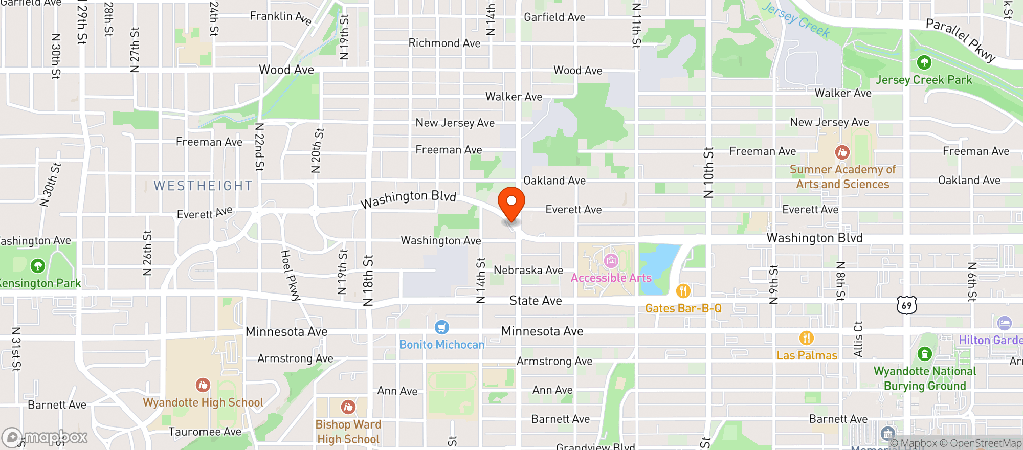Map showing 13th Street Liquor & Party Shop