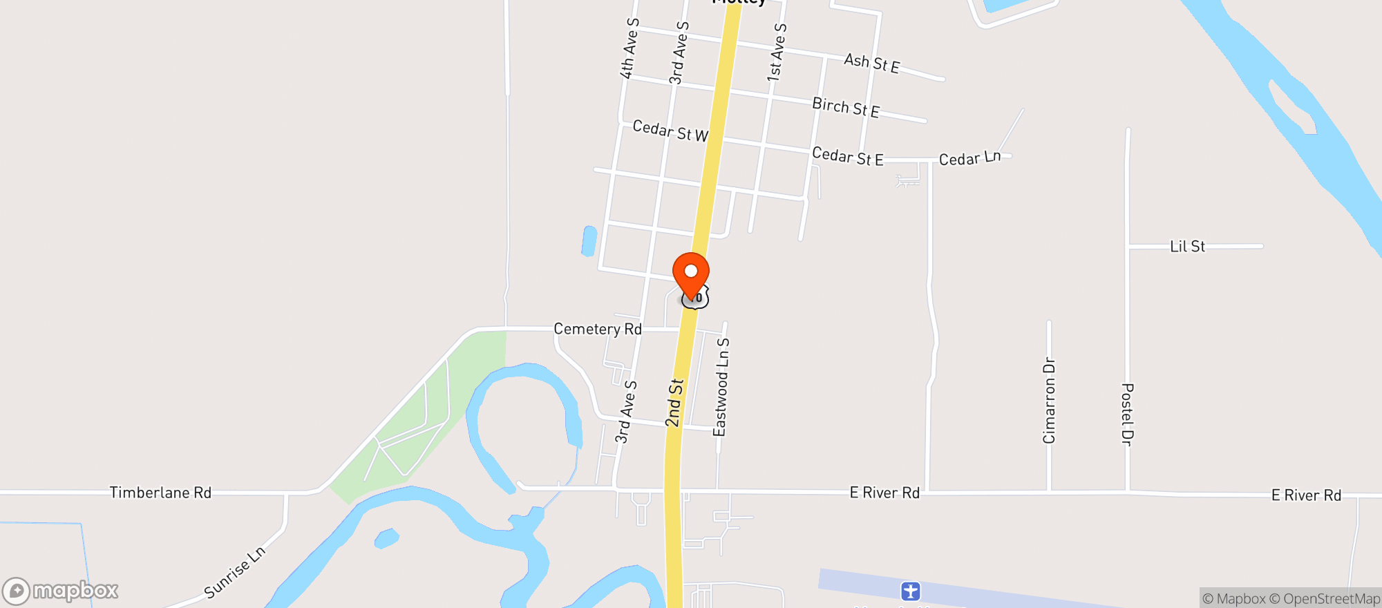 Map showing MOTLEY DISCOUNT LIQUOR