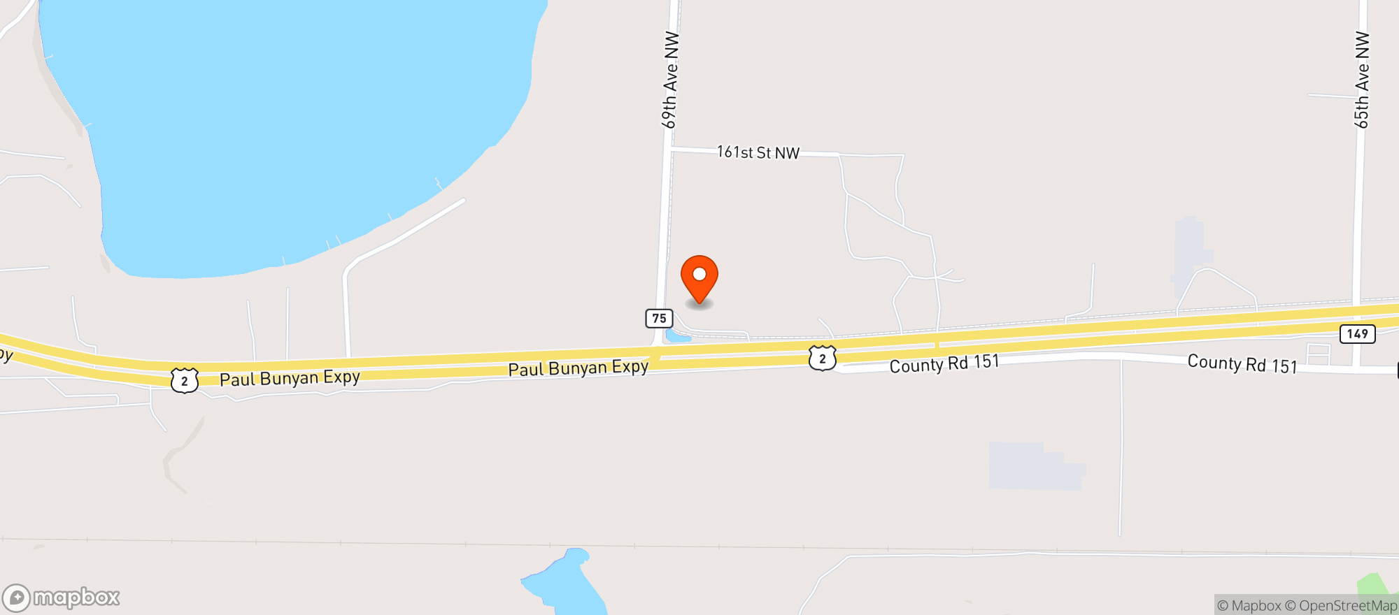 Map showing Cass Lake Cenex Beer