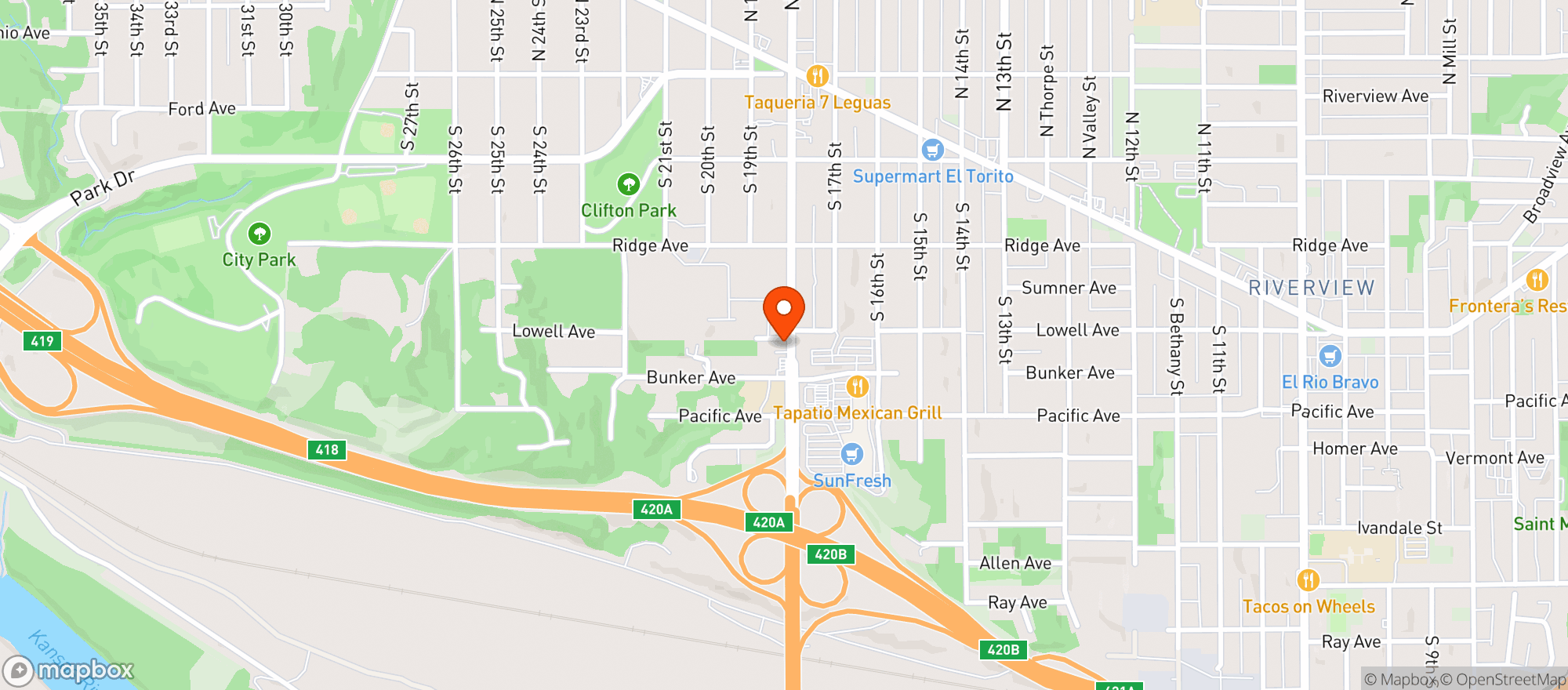 Map showing (d) 18th Street Liquor