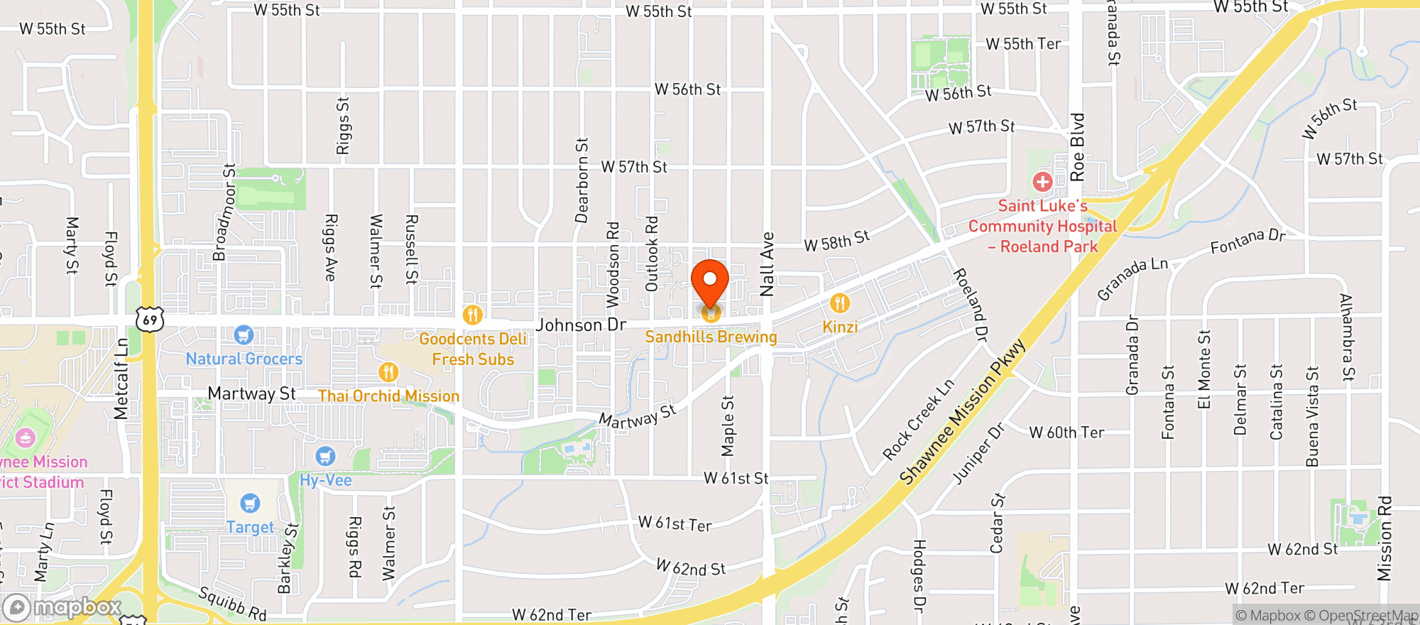 Map showing Sandhills Brewing