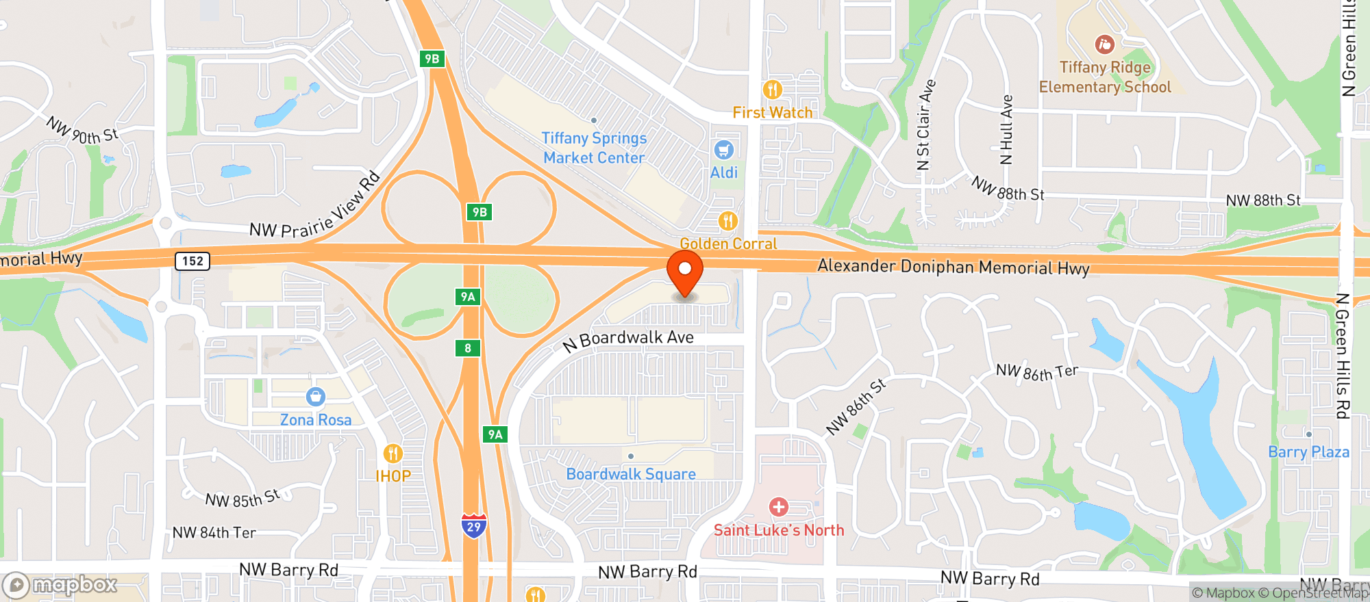 Map showing Mass Beverage Kc