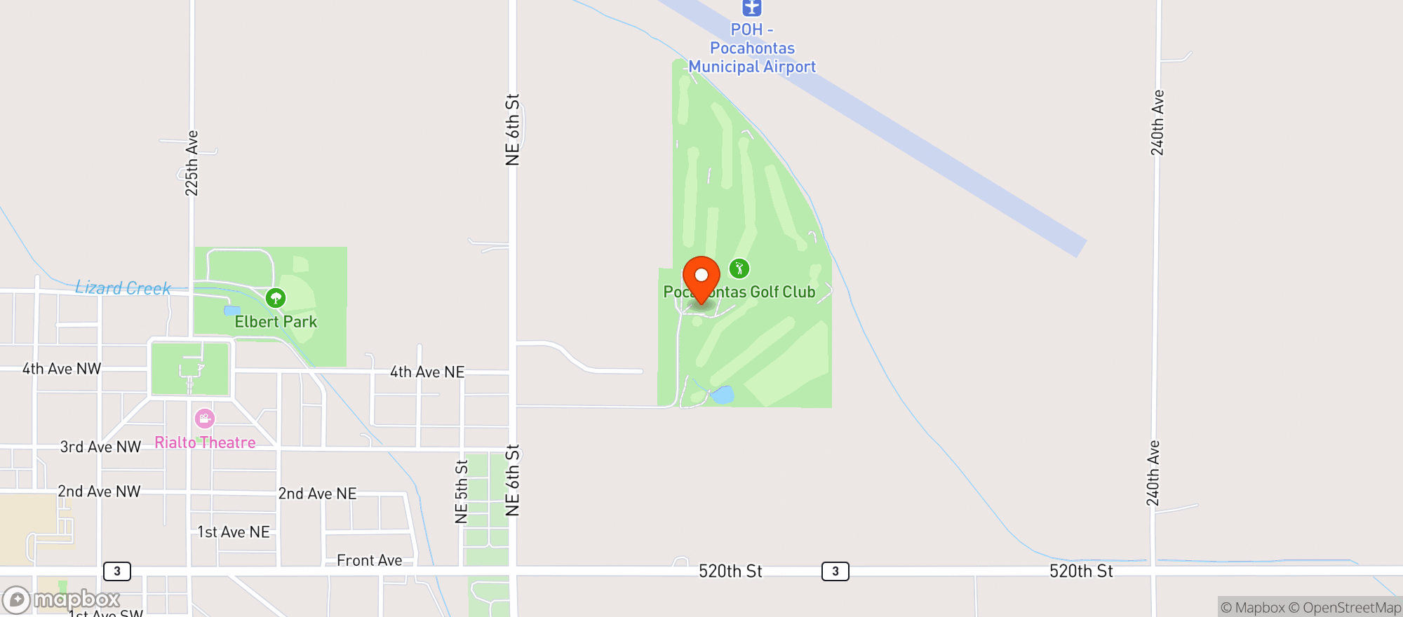 Map showing Pocahontas Golf Club