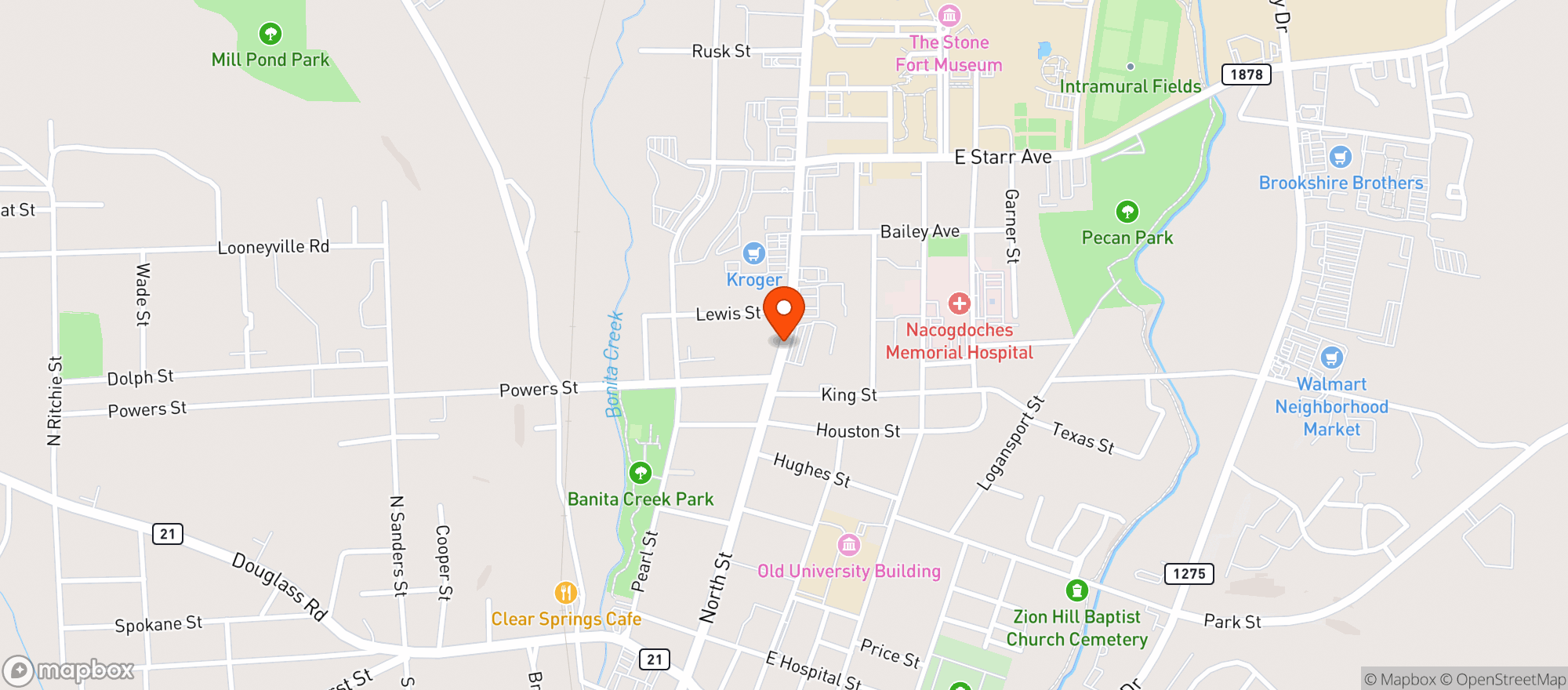 Map showing La Michoacana Meat Market