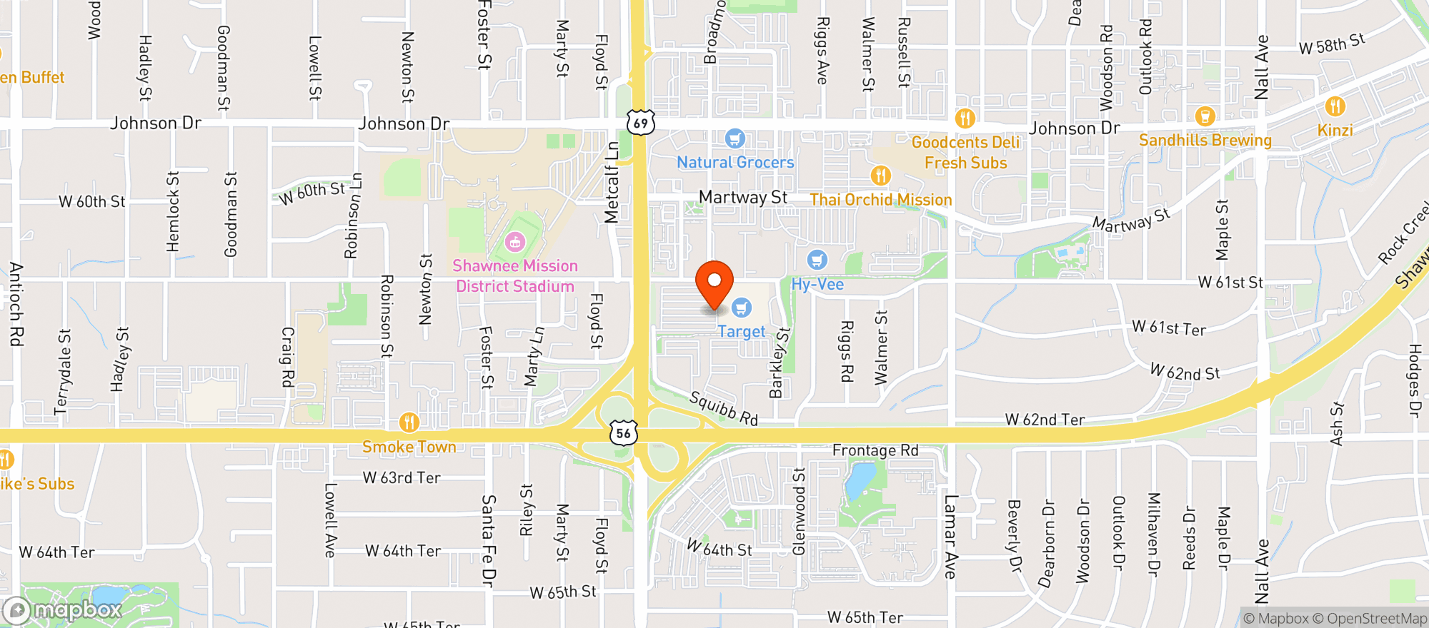 Map showing Target Store