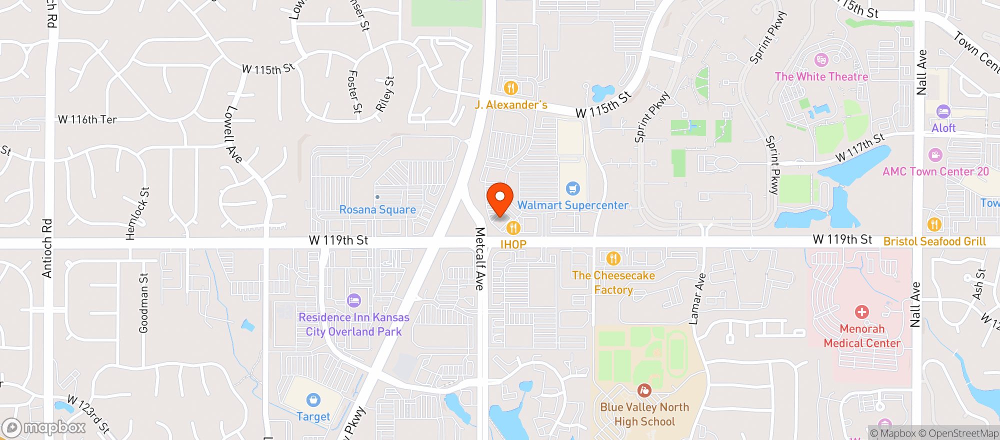 Map showing Vitamin Shoppe - Overland