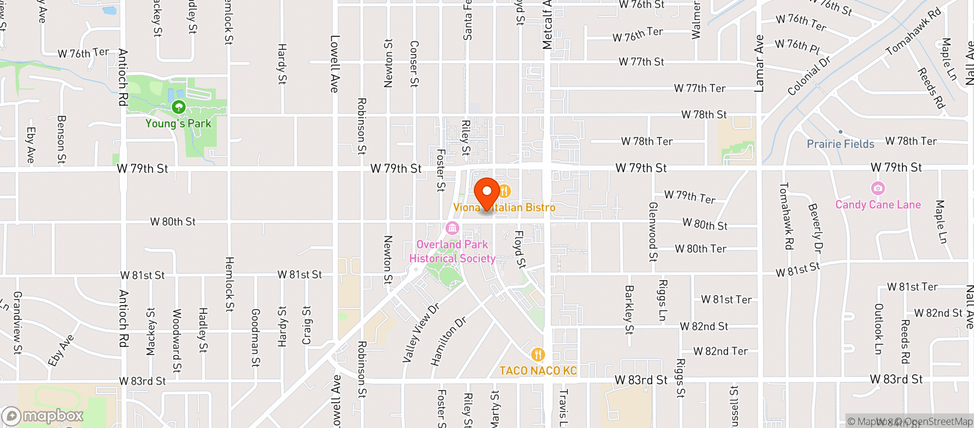 Map showing The Bottle Shop - Overland Par