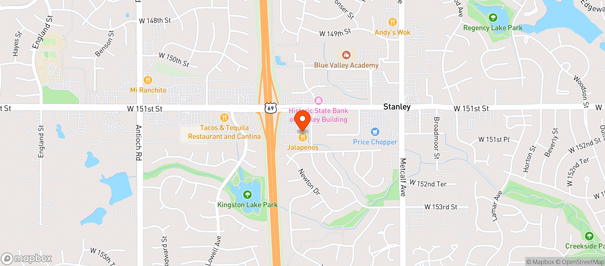 Map showing Sammies Kitchen & Bar