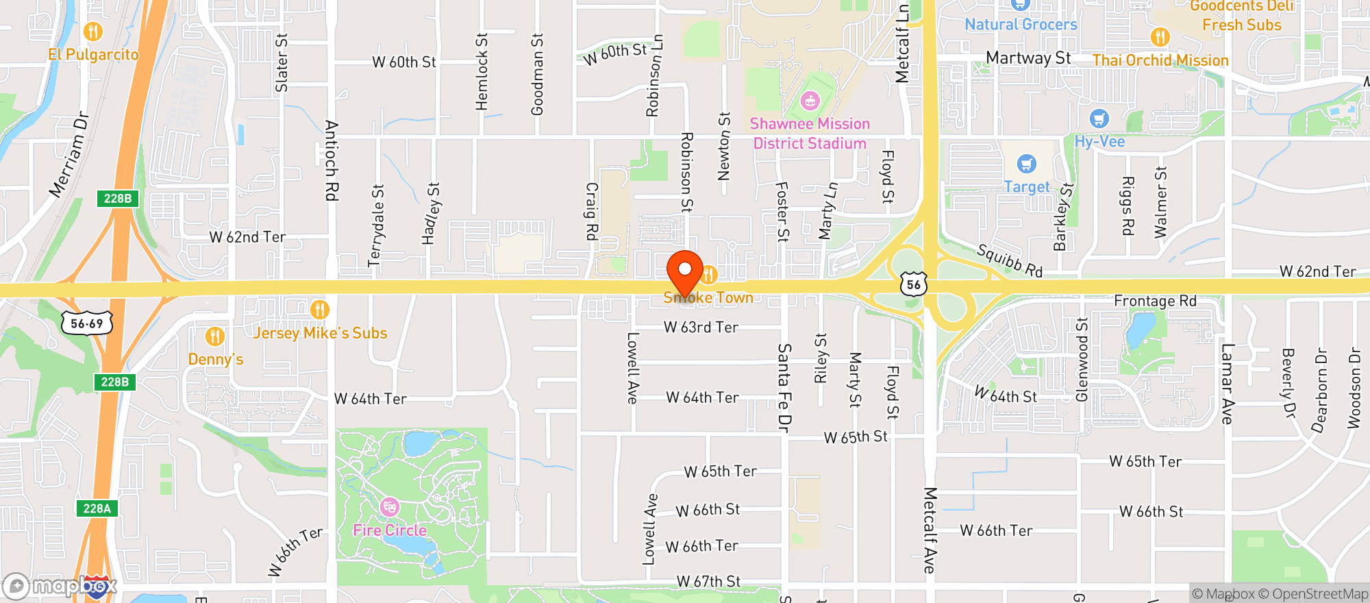 Map showing Parkway Liquors