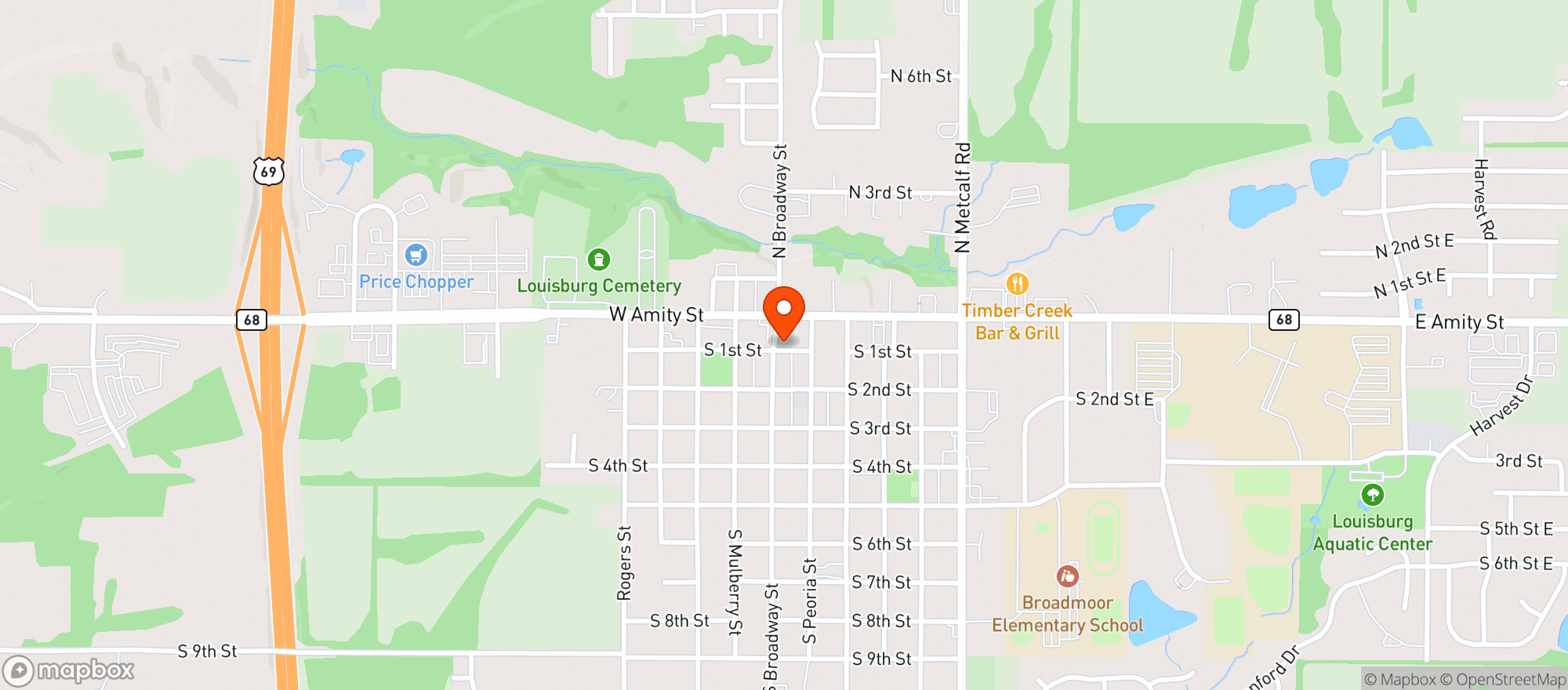 Map showing Black Barrel Bar & Grill