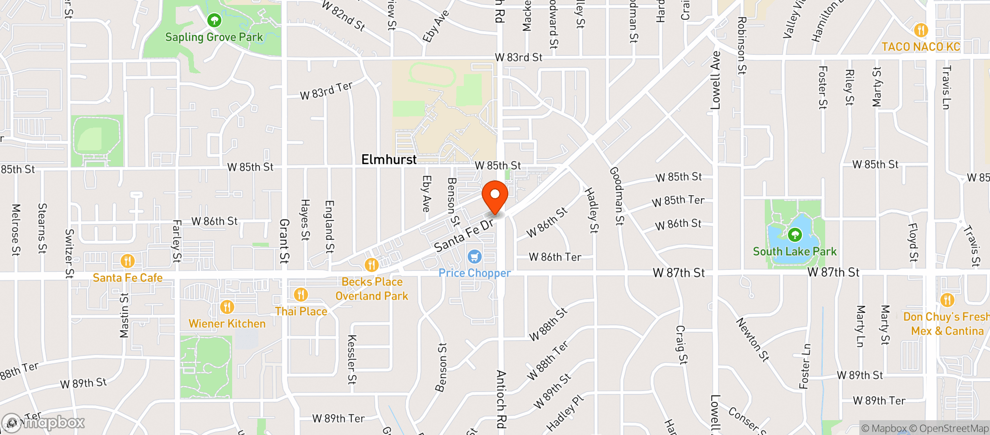 Map showing Santa Fe Liquors