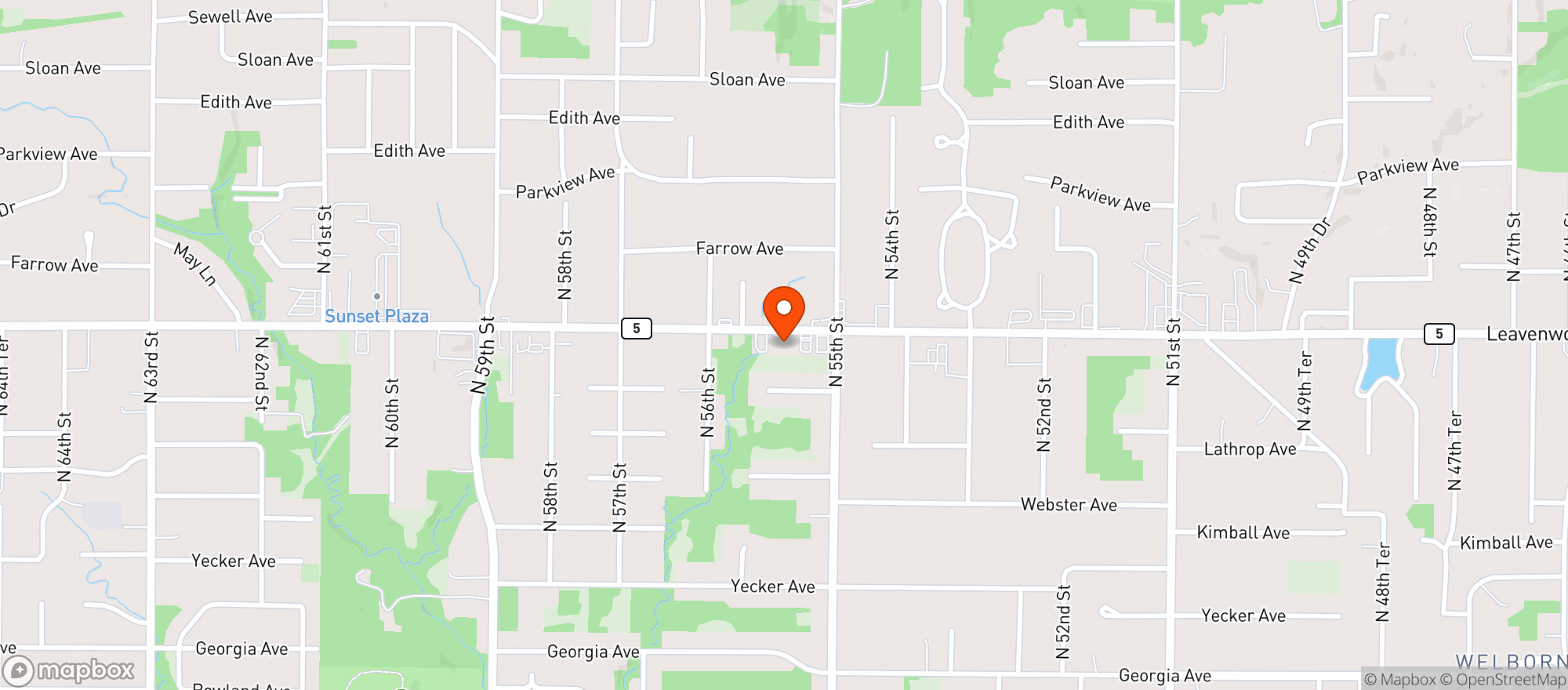 Map showing (e) Shop N Go