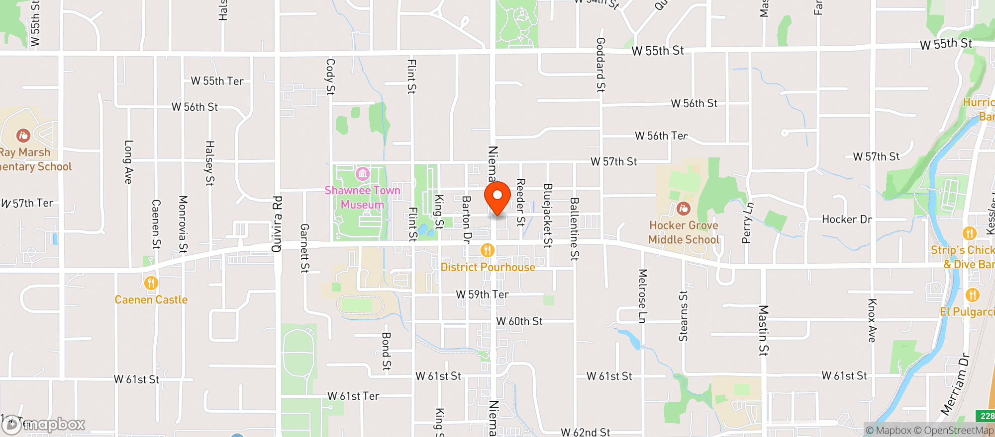 Map showing Hanks Garage & Grill