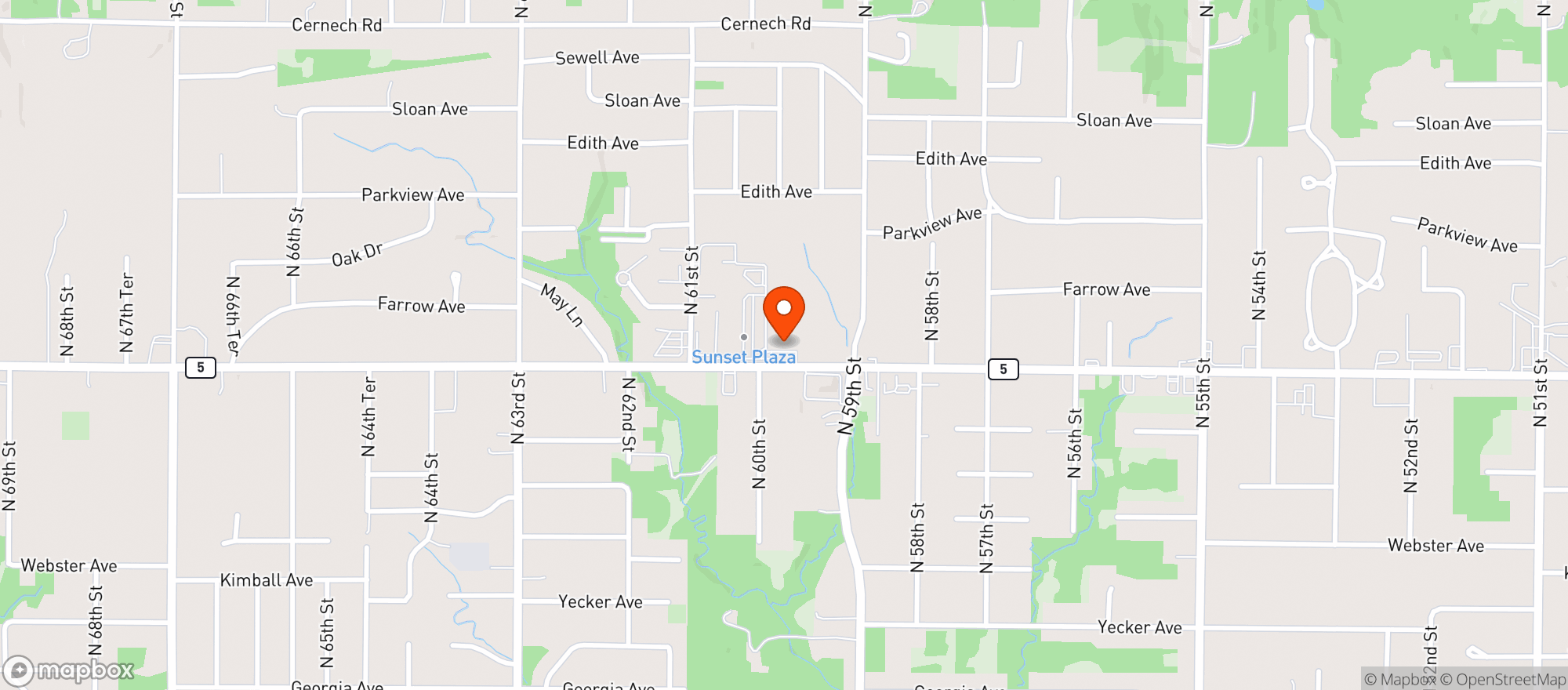 Map showing In & Out Food Mart