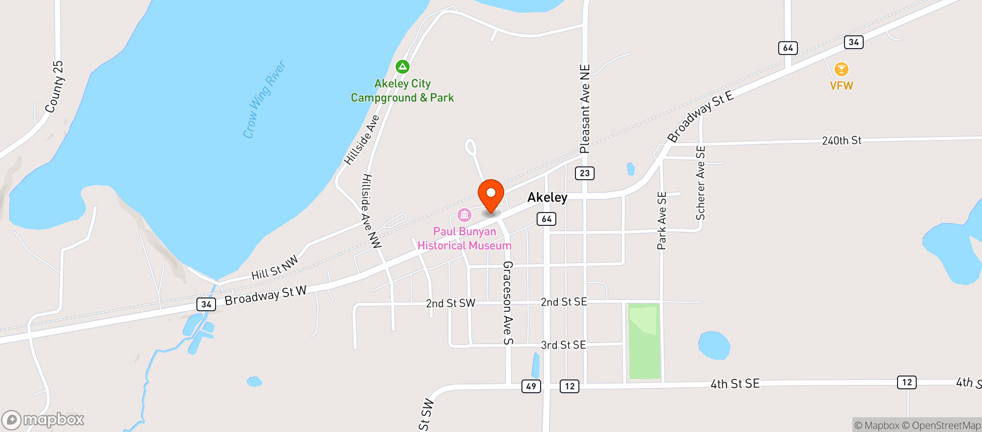 Map showing Akeley Municipal Liquor