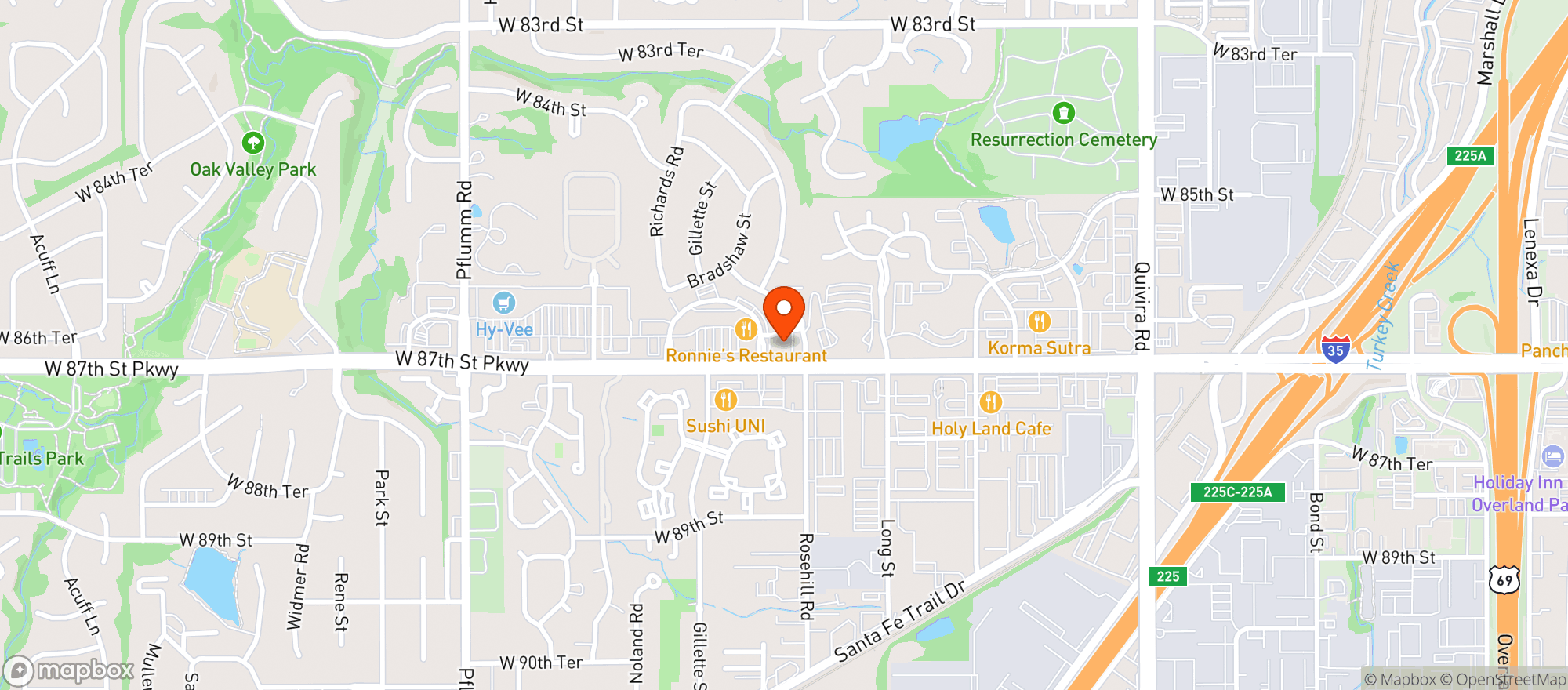 Map showing Justins Of Lenexa