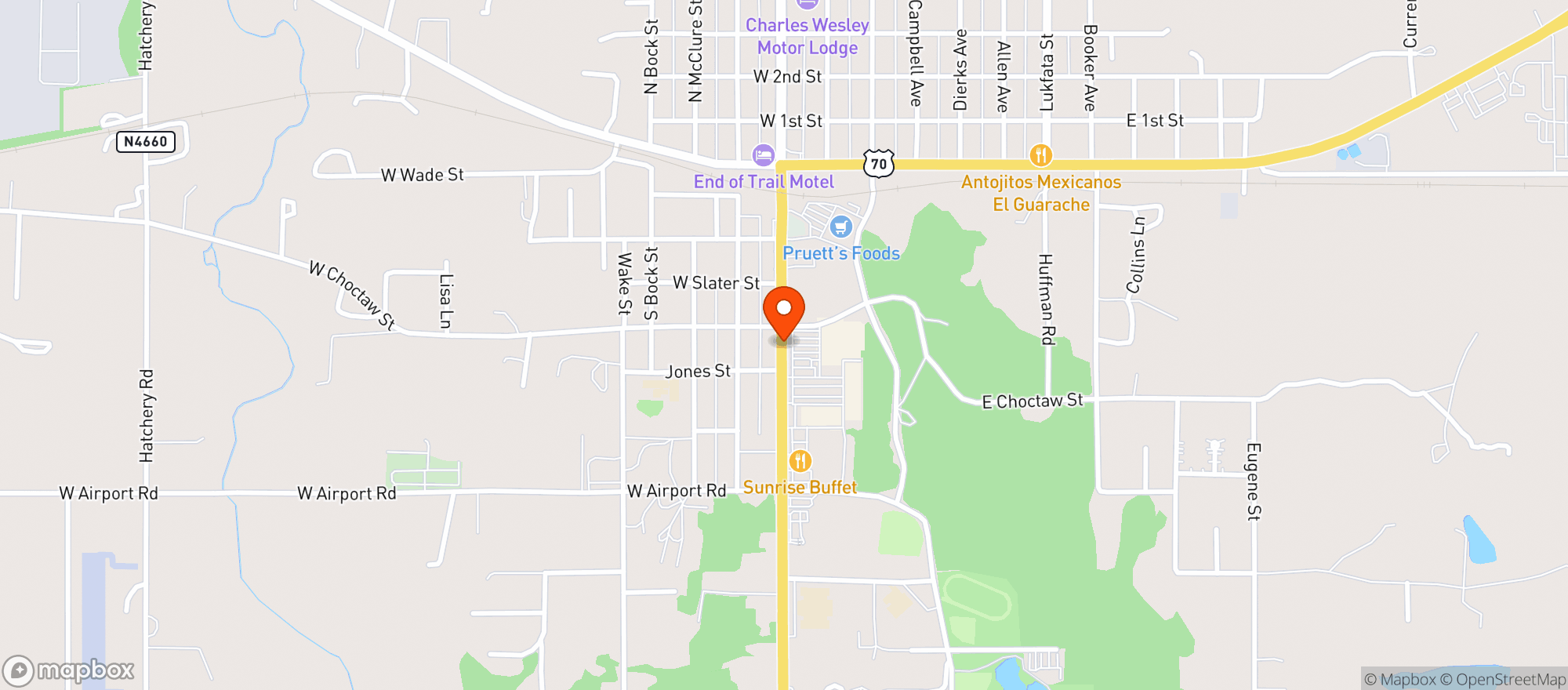 Map showing WHISKEY JOES