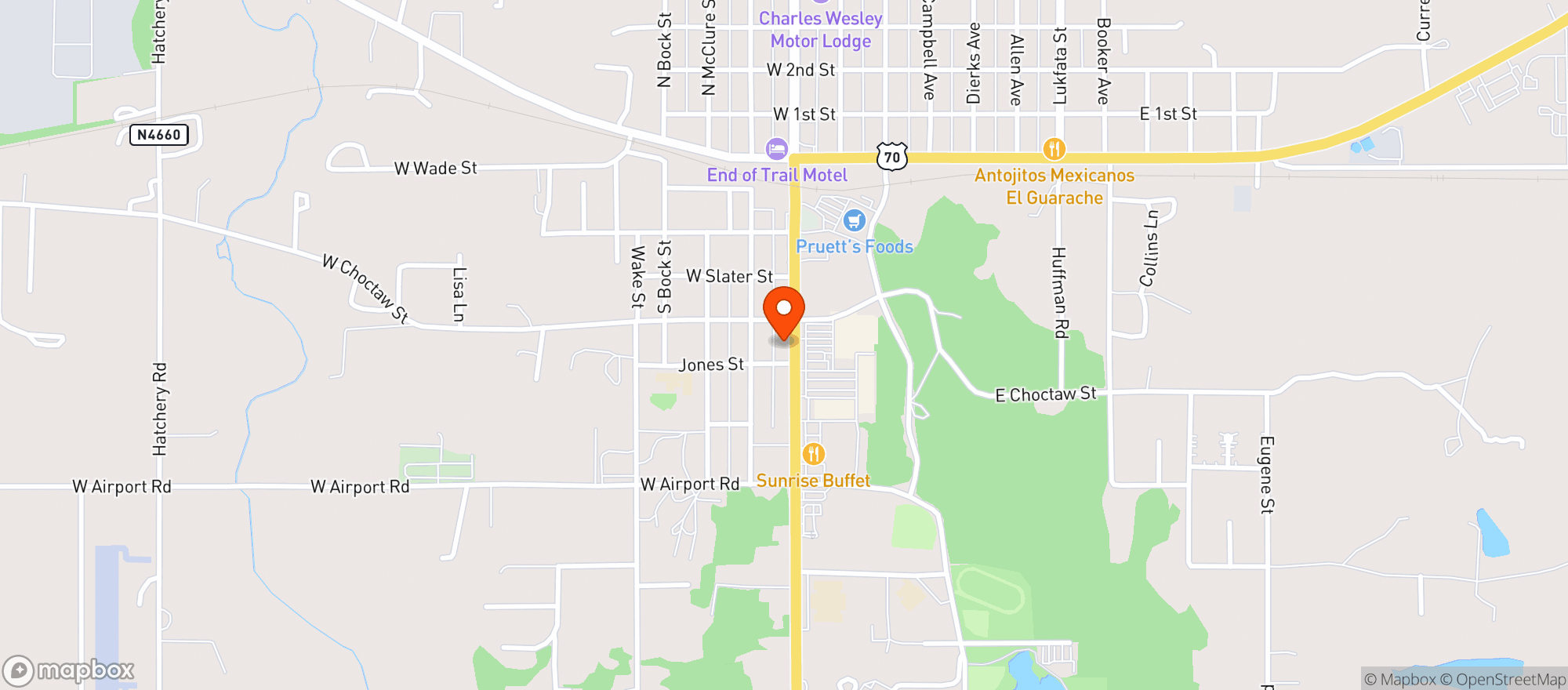 Map showing Whiskey Joe S - Broken Bow