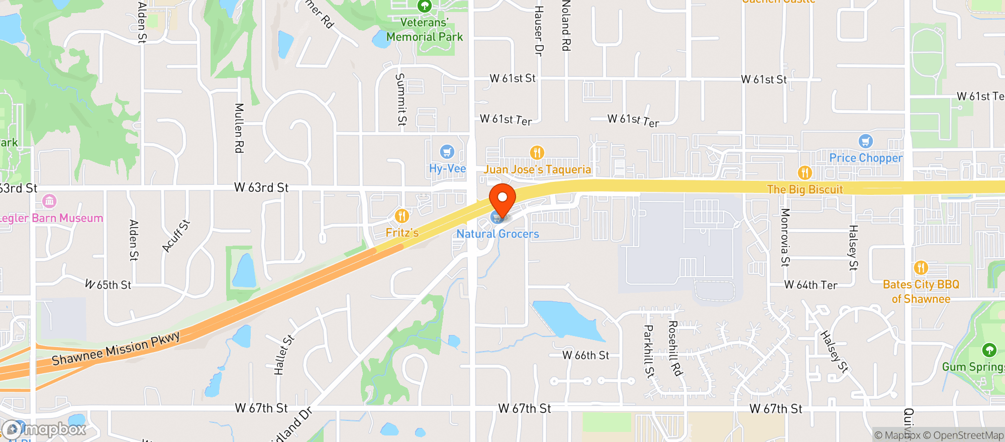 Map showing Natural Grocers by Vitamin Cottage - Natural Grocers by VC_Shawnee (SH) - 00530081