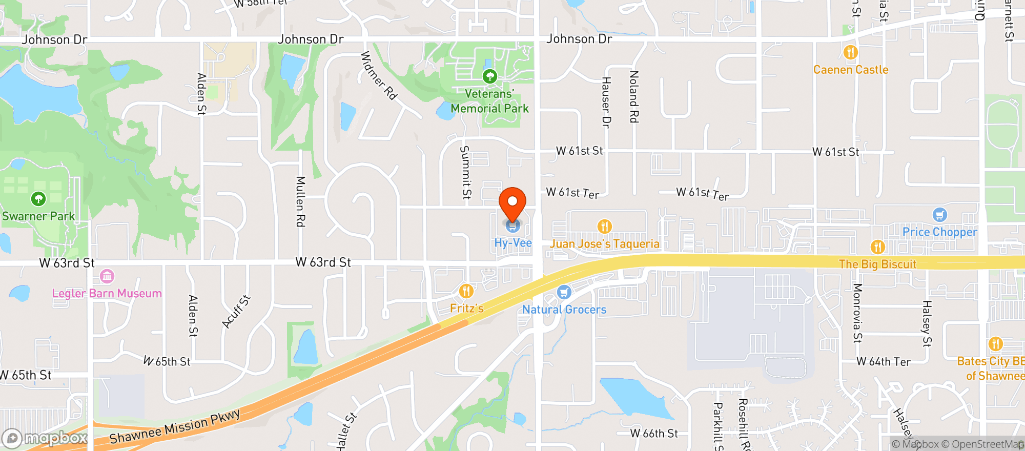 Map showing Hy-vee