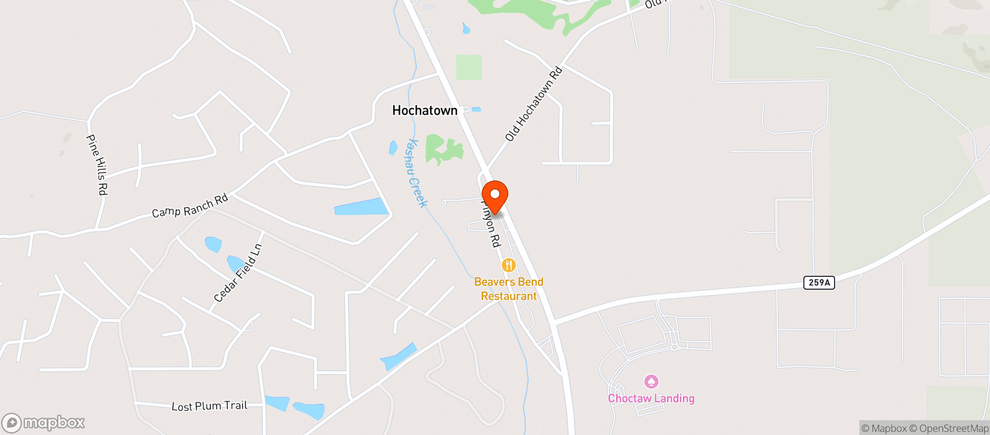 Map showing Tipsy Beaver - Hochatown