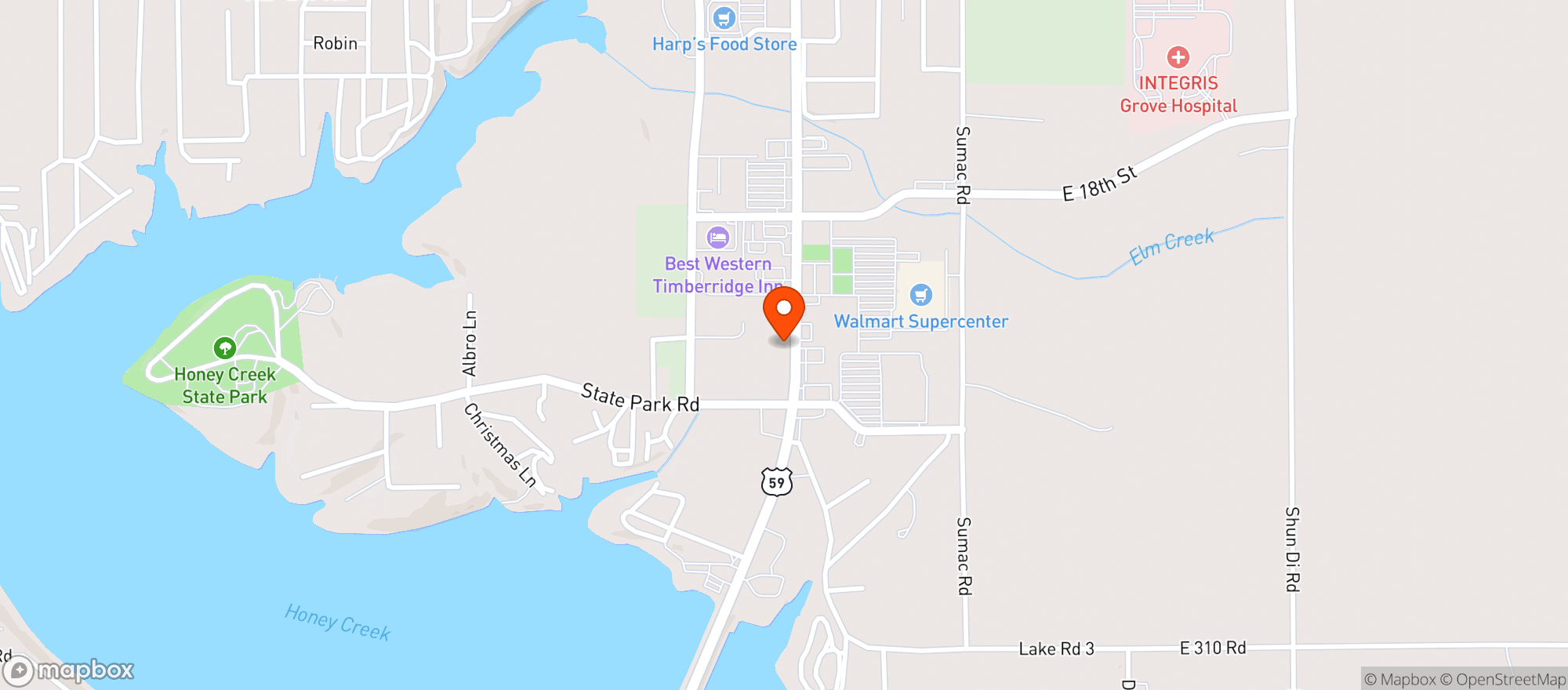 Map showing Grove S Royal Liquor - Grove