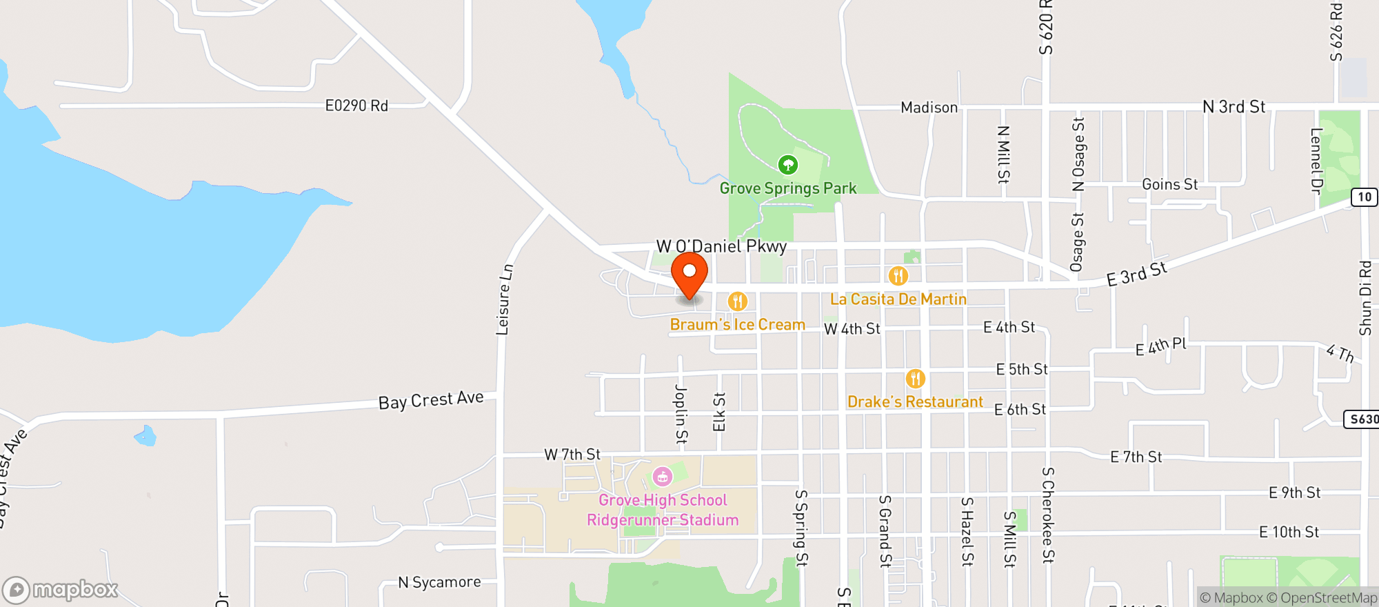 Map showing Lakeview Liquor - Grove