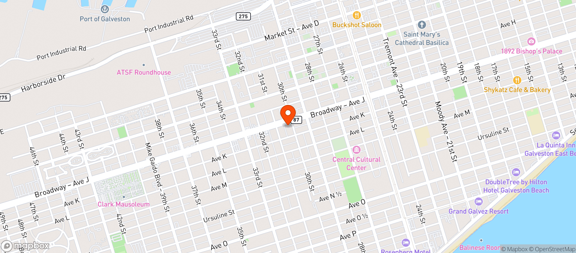 Map showing Broadway Food Mart