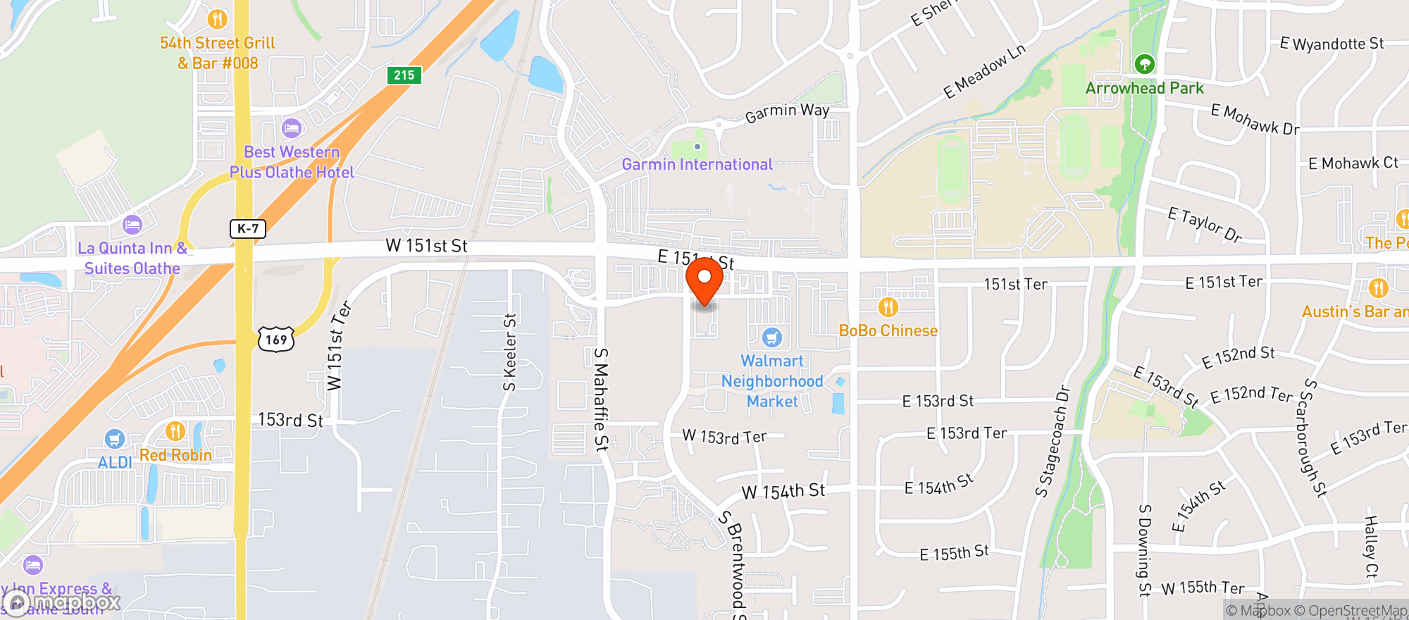 Map showing KINGS LIQUOR - OLATHE
