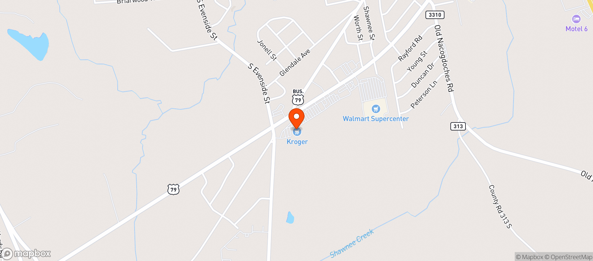 Map showing Kroger