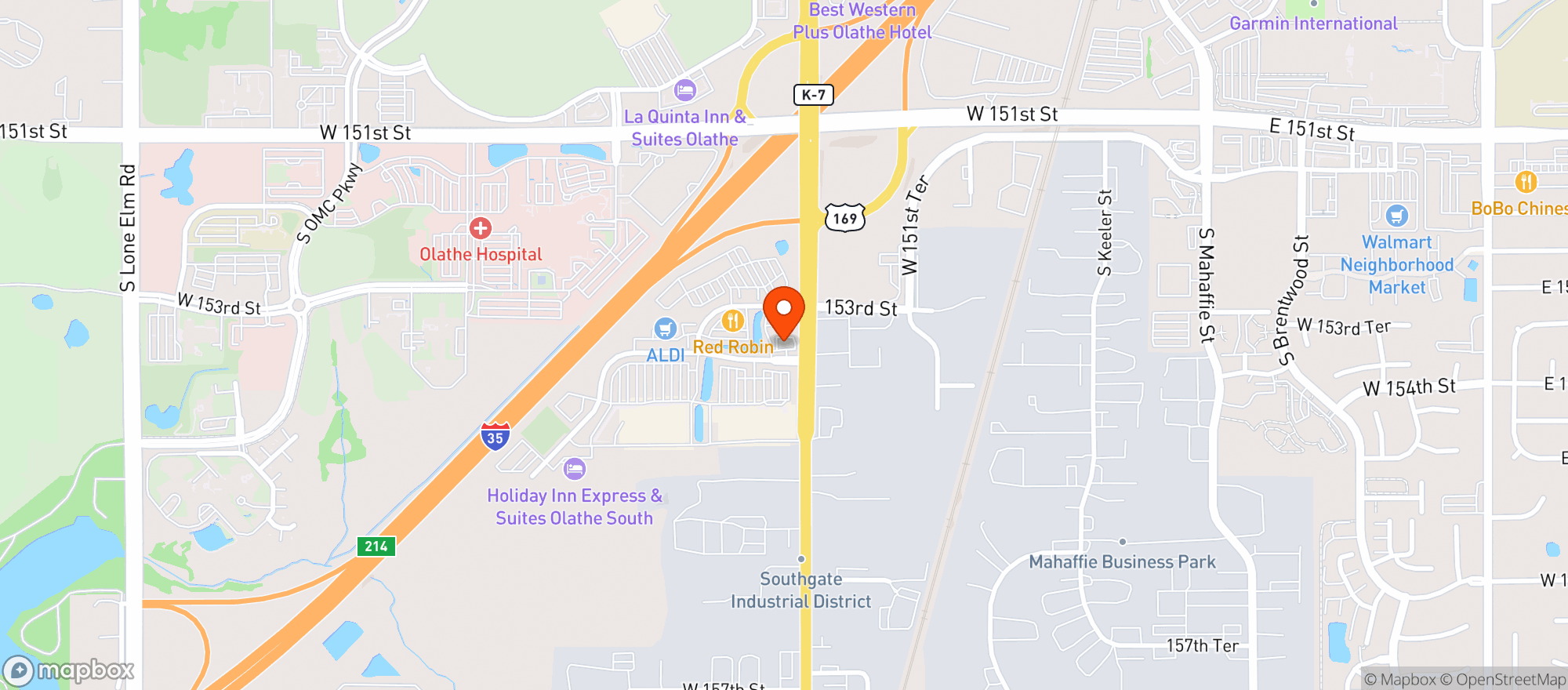 Map showing Olathe Discount Liquor