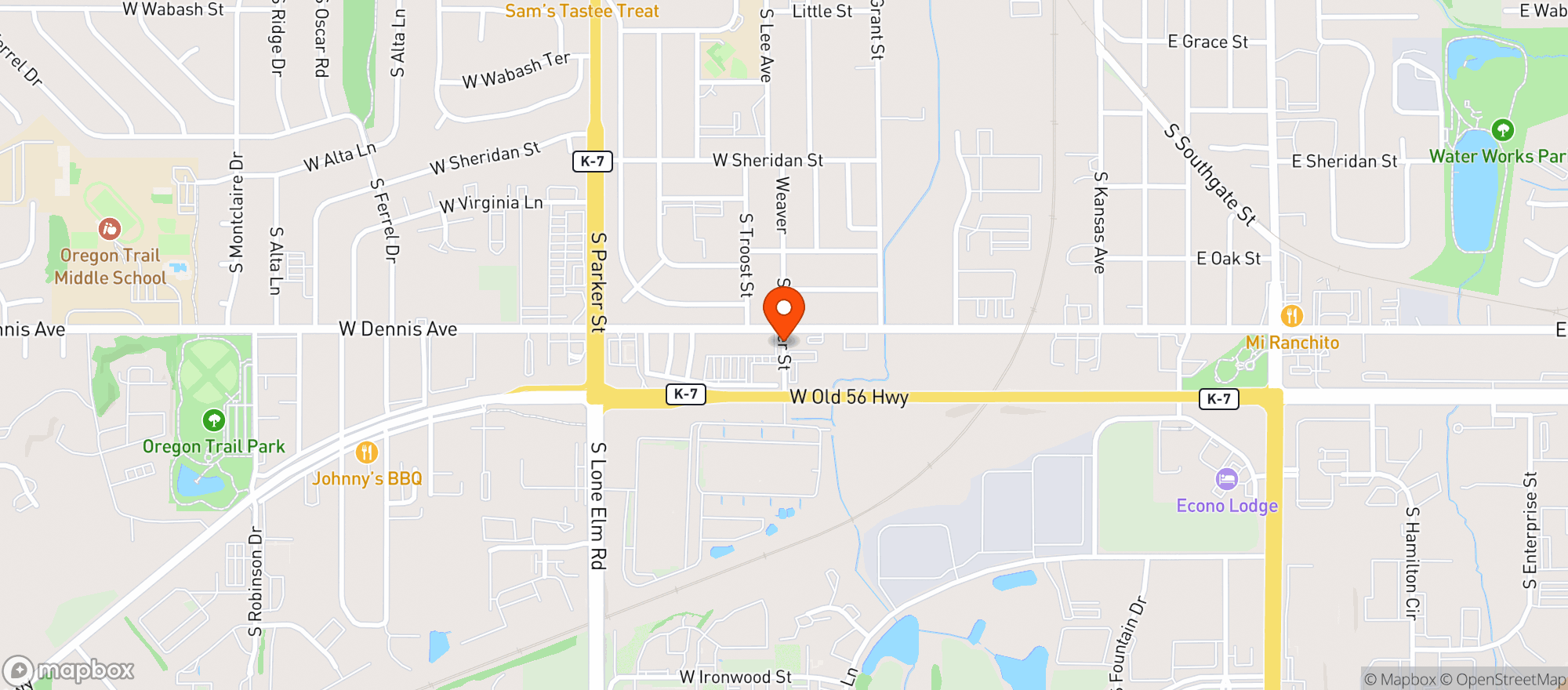 Map showing M & J Liquor