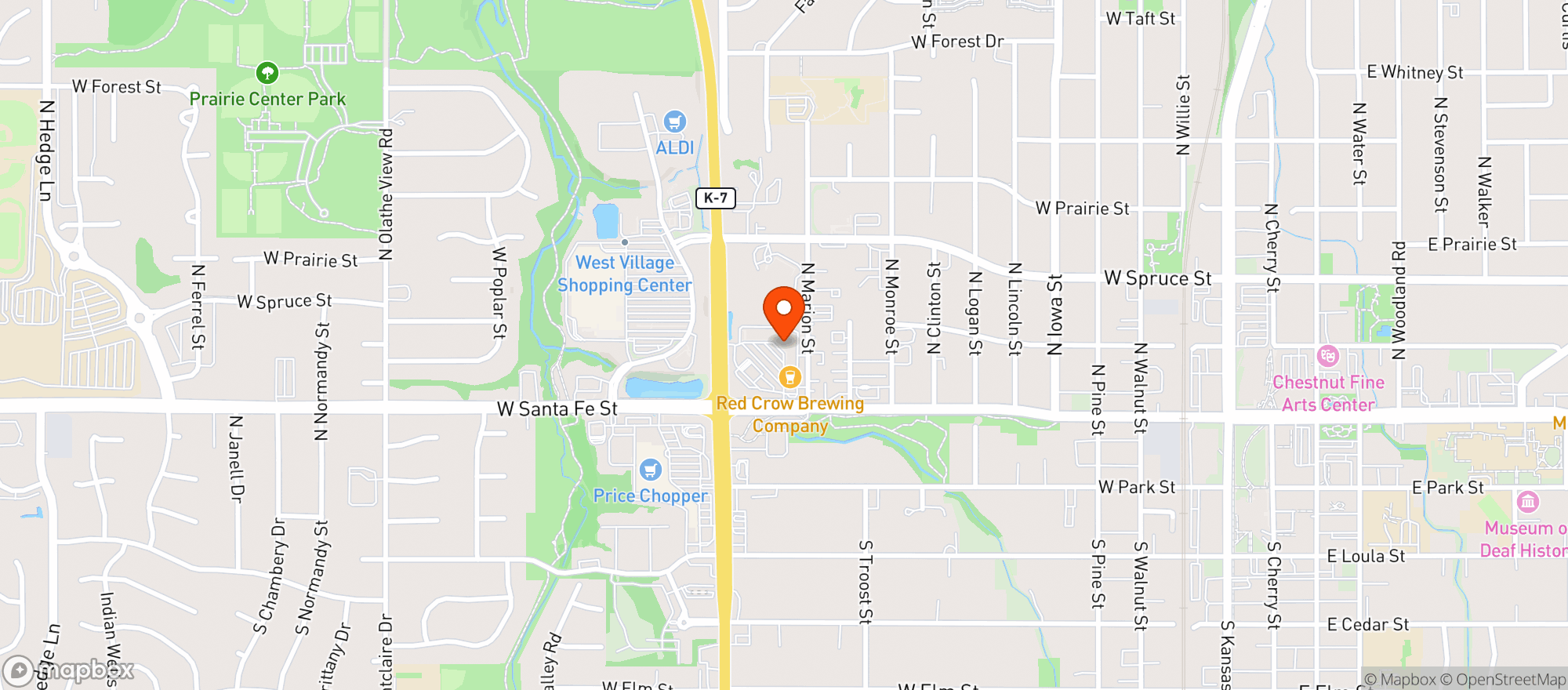 Map showing Brown Bag Liquors