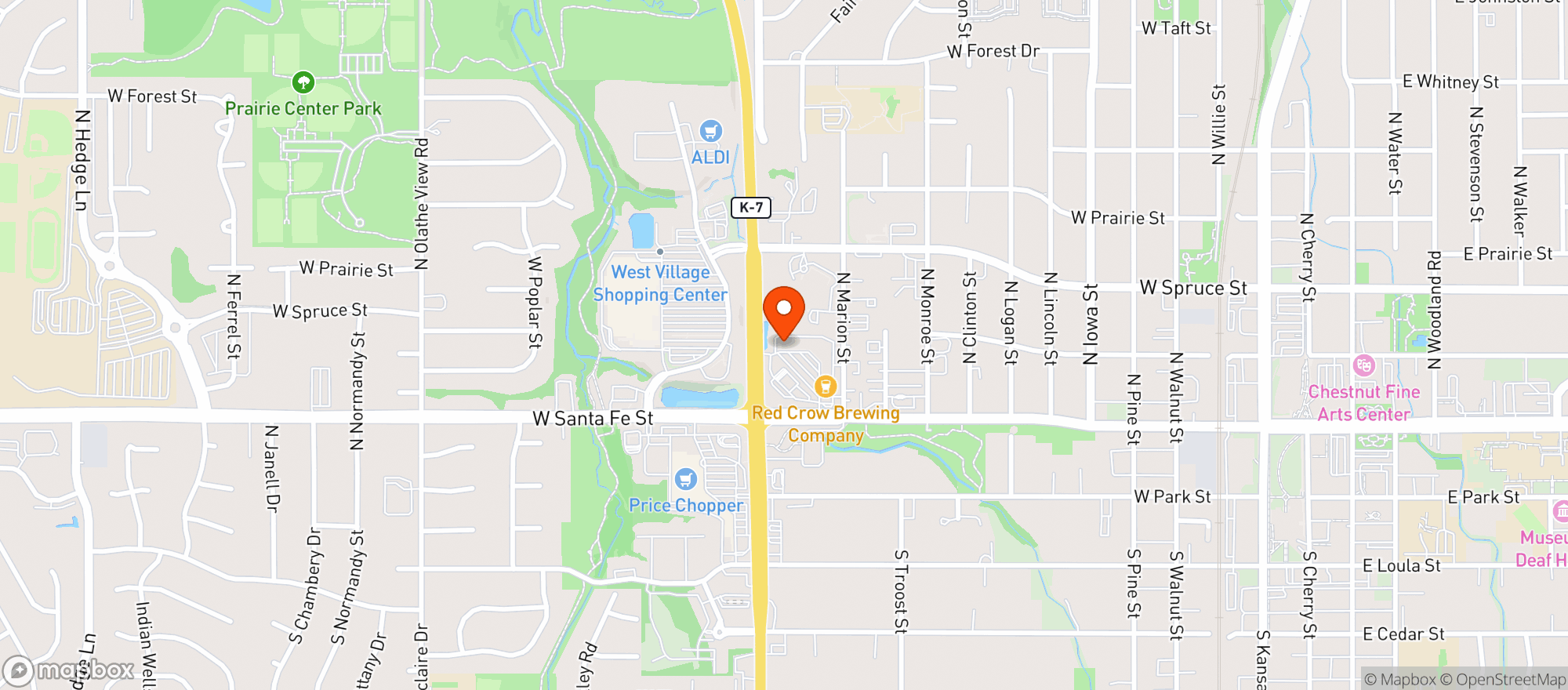 Map showing BB's Grill Olathe