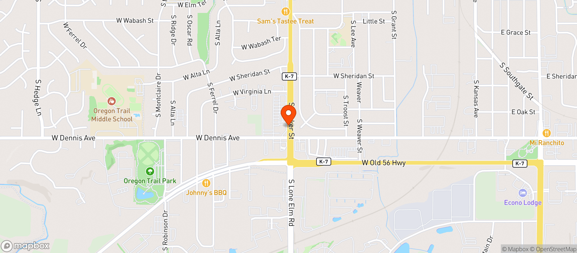 Map showing Parker Liquor Store