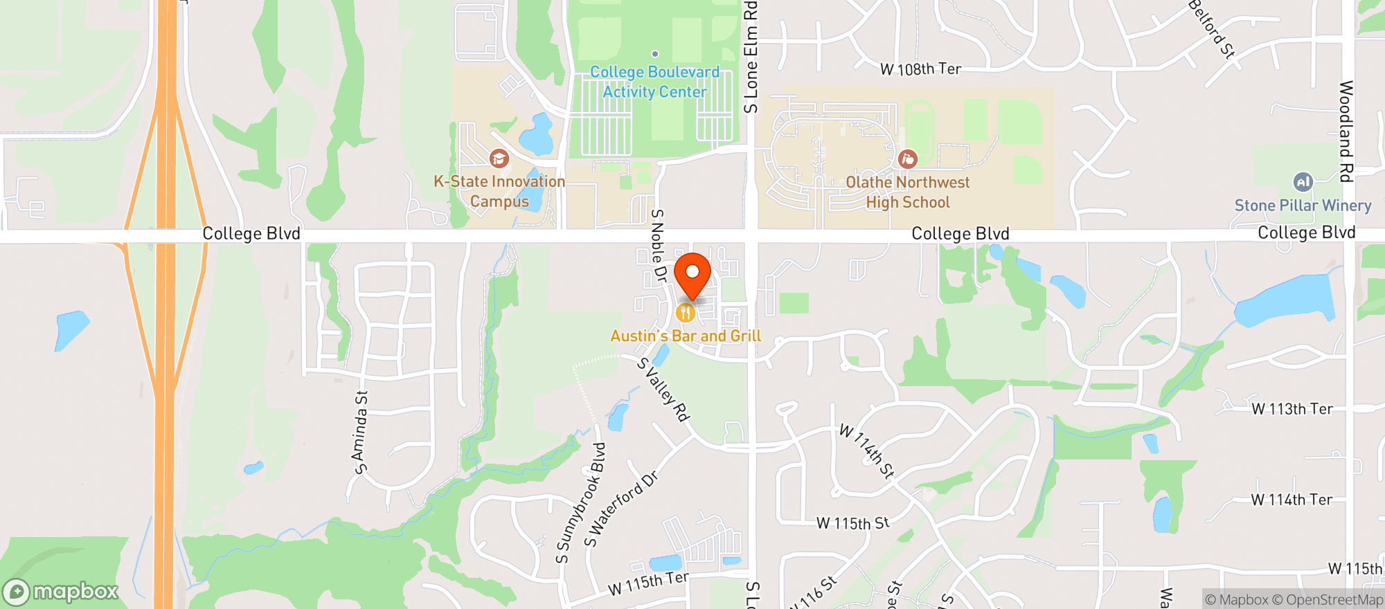 Map showing Prairie Liquors - Olathe