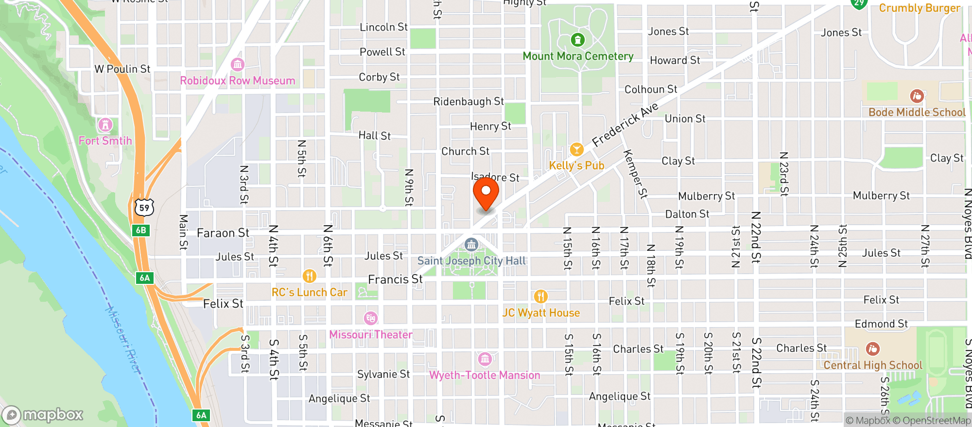 Map showing Nortys Bar & Grill