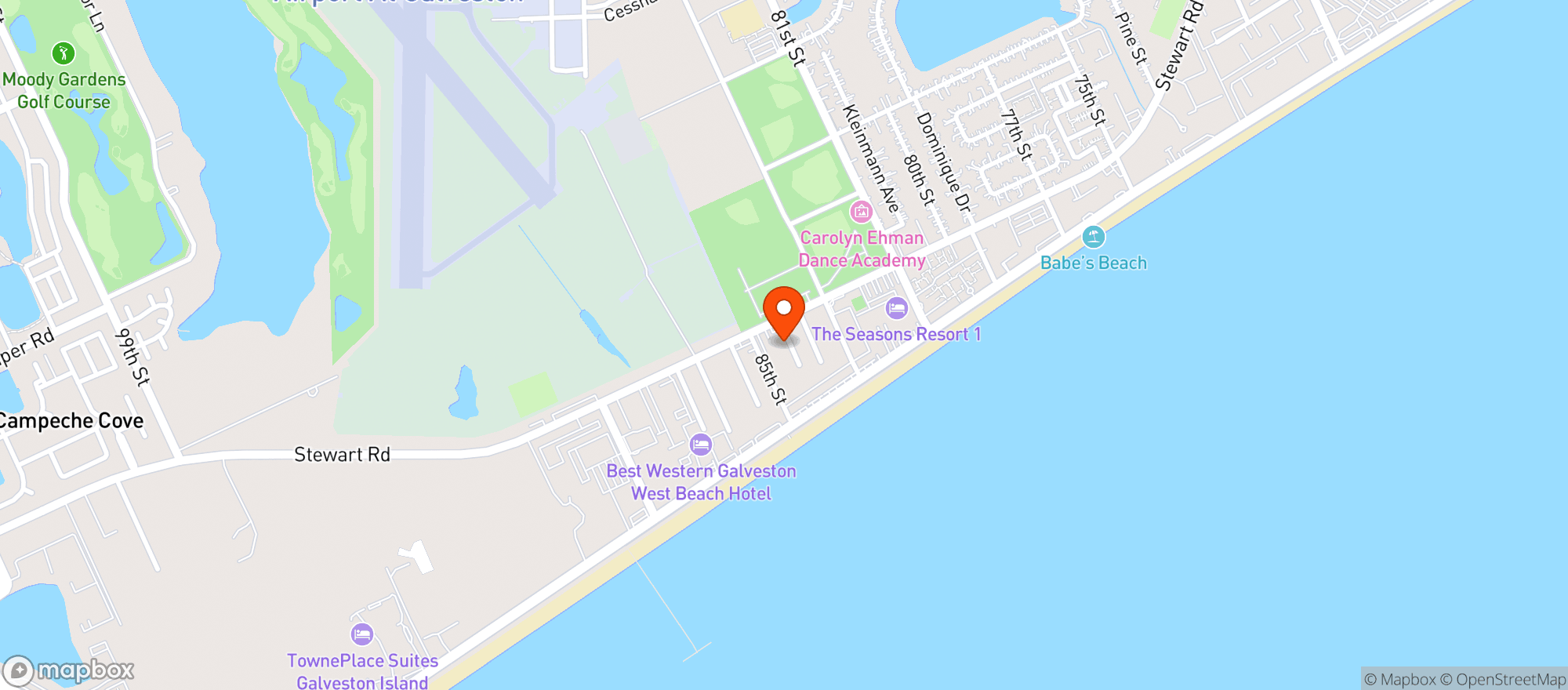 Map showing GALVESTON ISLAND BREWING