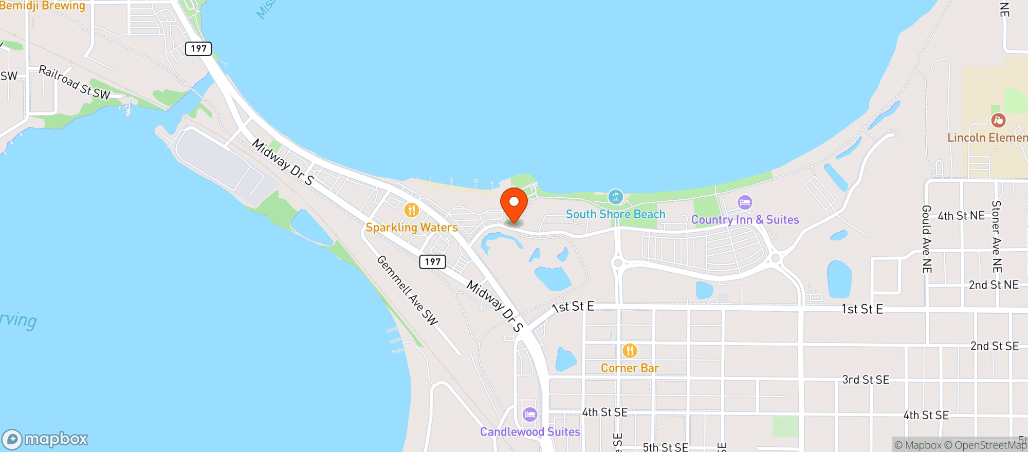 Map showing Tavern On South Shore