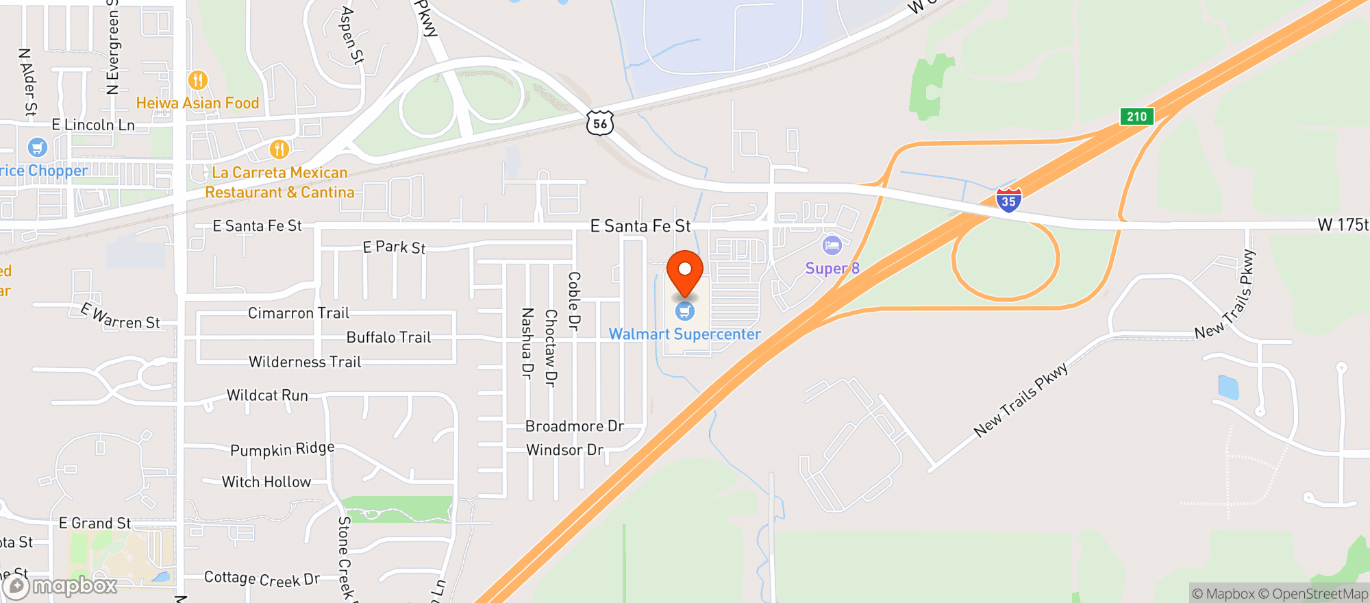 Map showing Walmart Supercenter #5307