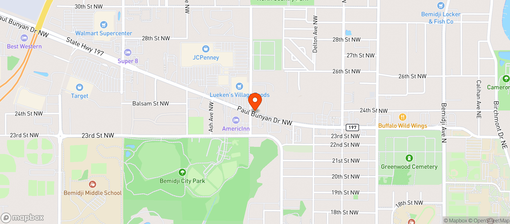 Map showing Luekens North - Bemidji